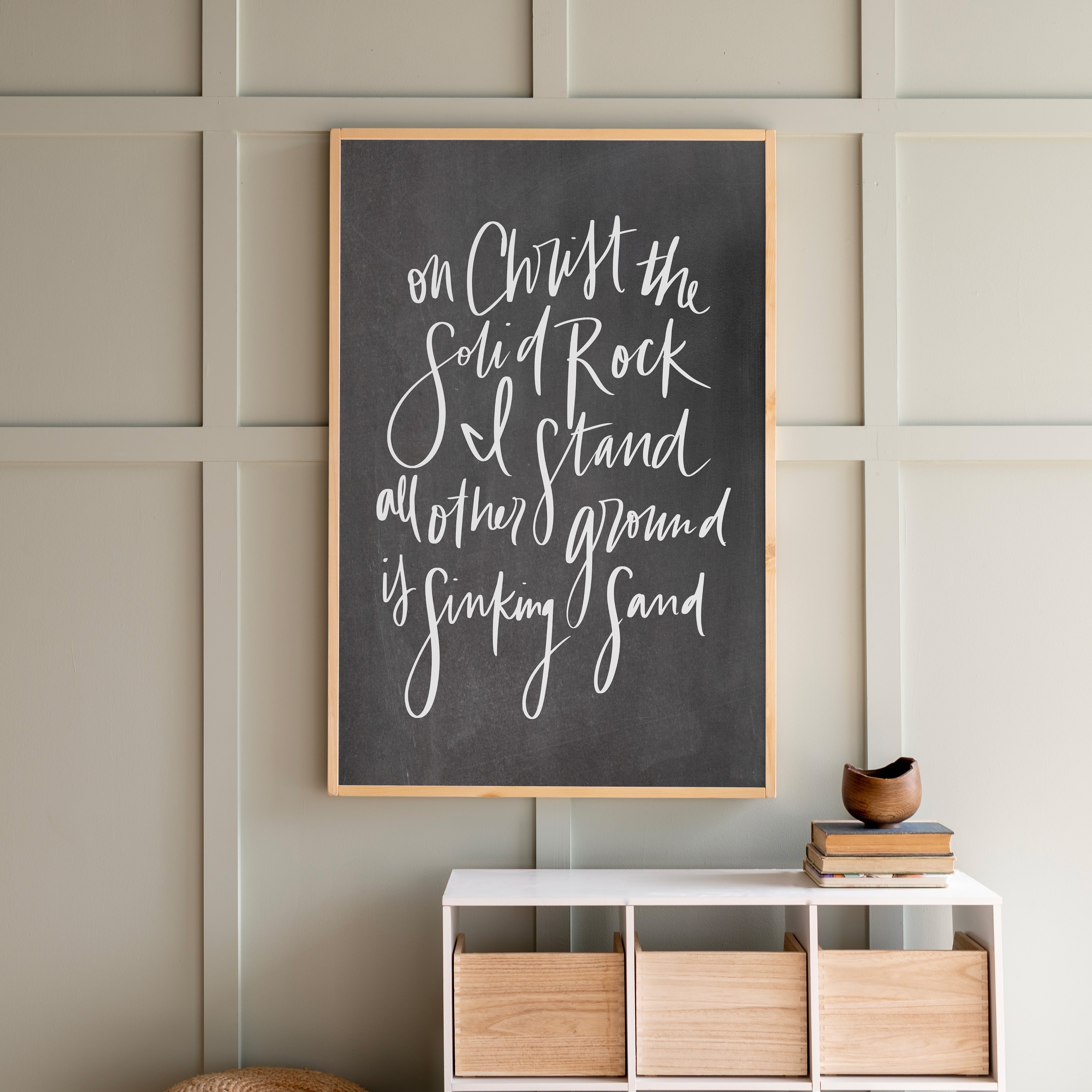 On Christ The Solid Rock Hand Lettered | Framed Wooden Art | 111