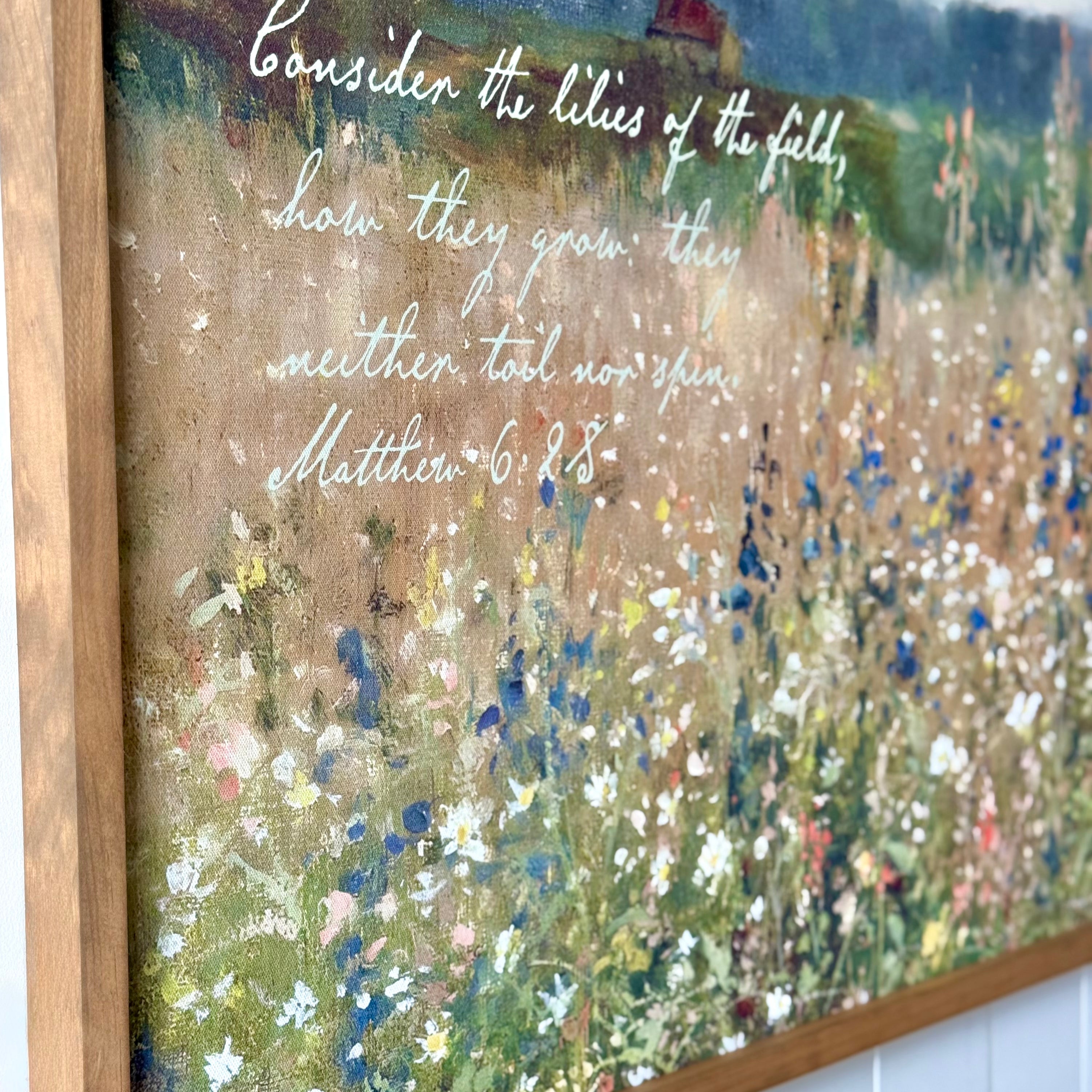 "Consider the Lilies" Framed Canvas | Horizontal | 170