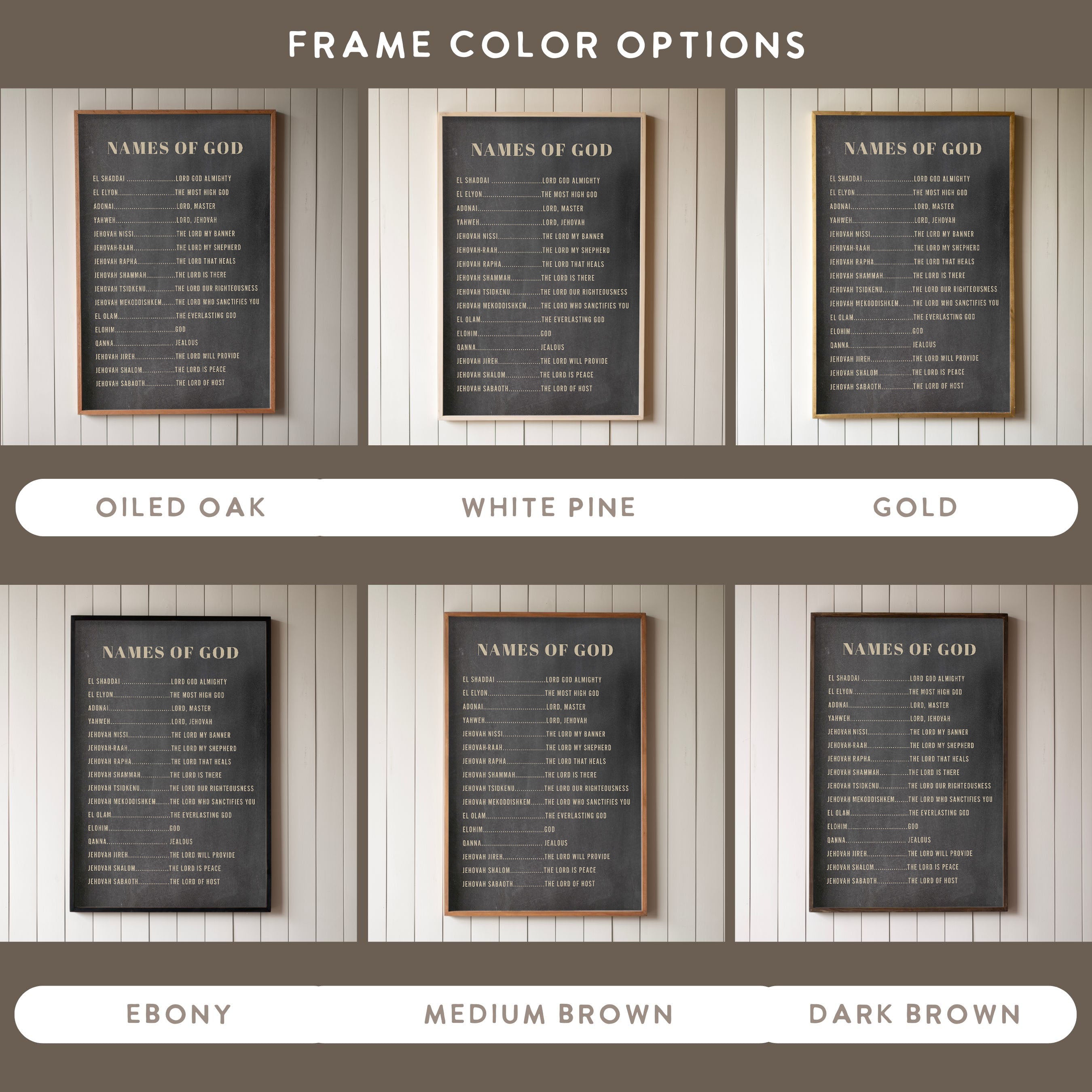 "Names Of God" Framed Canvas | Vertical | 190