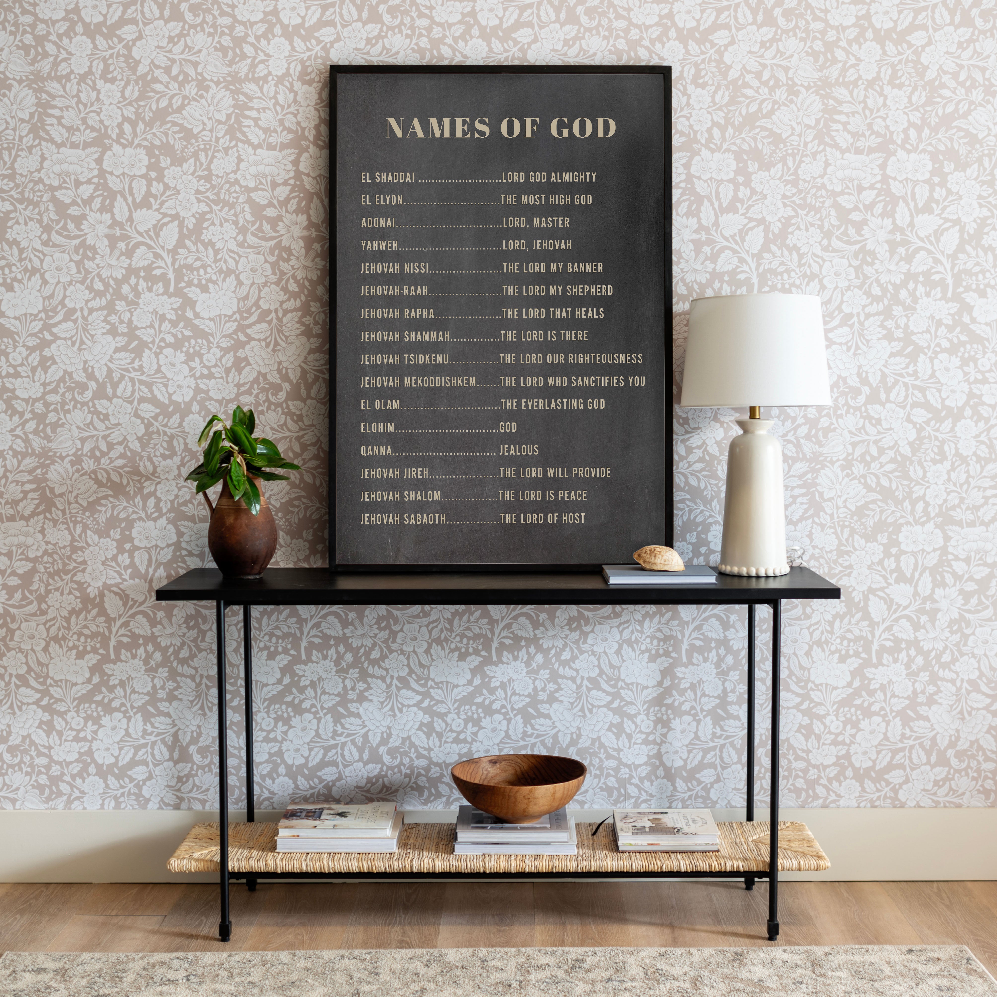 "Names Of God" Framed Canvas | Vertical | 190