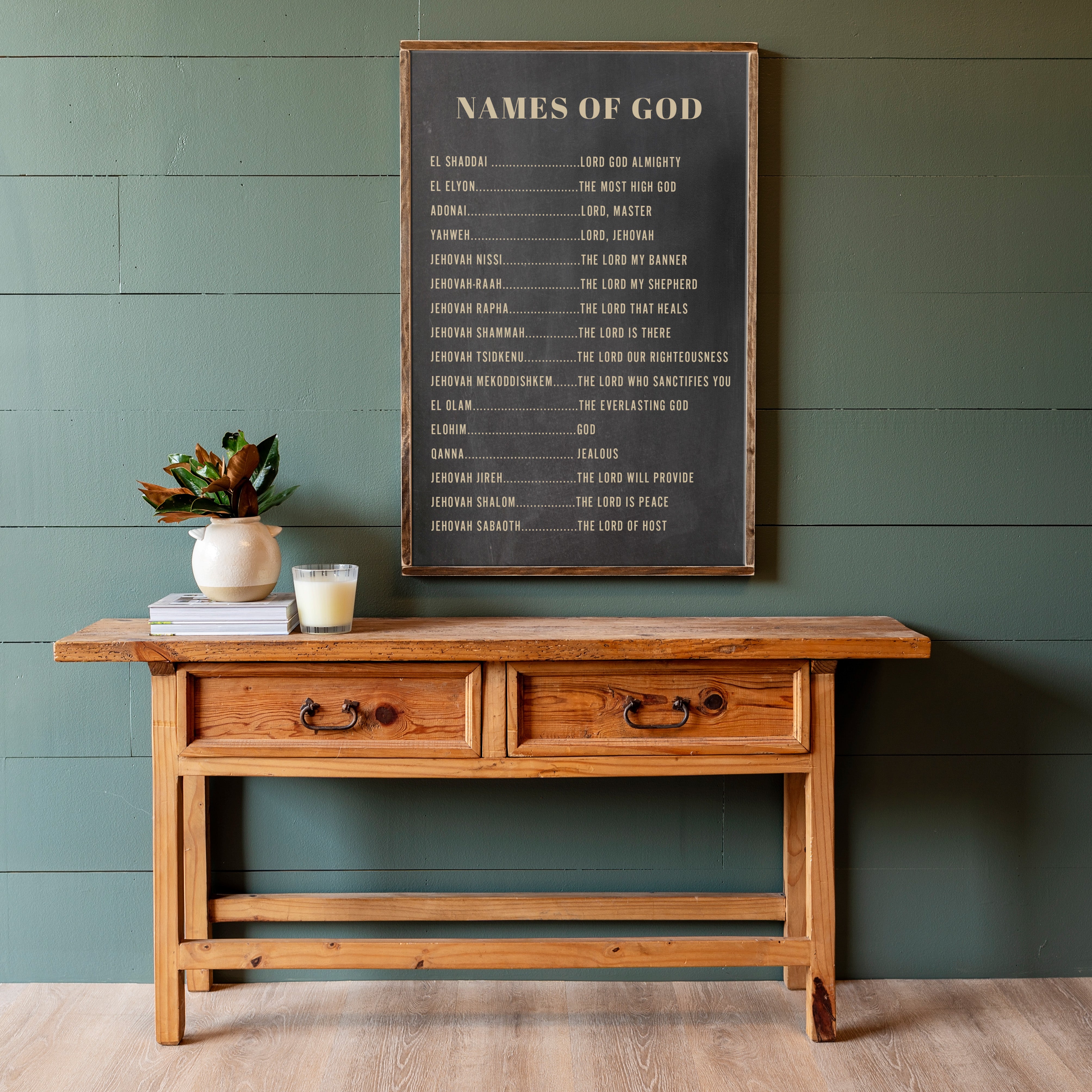 Names Of God | Framed Wood Art | 190