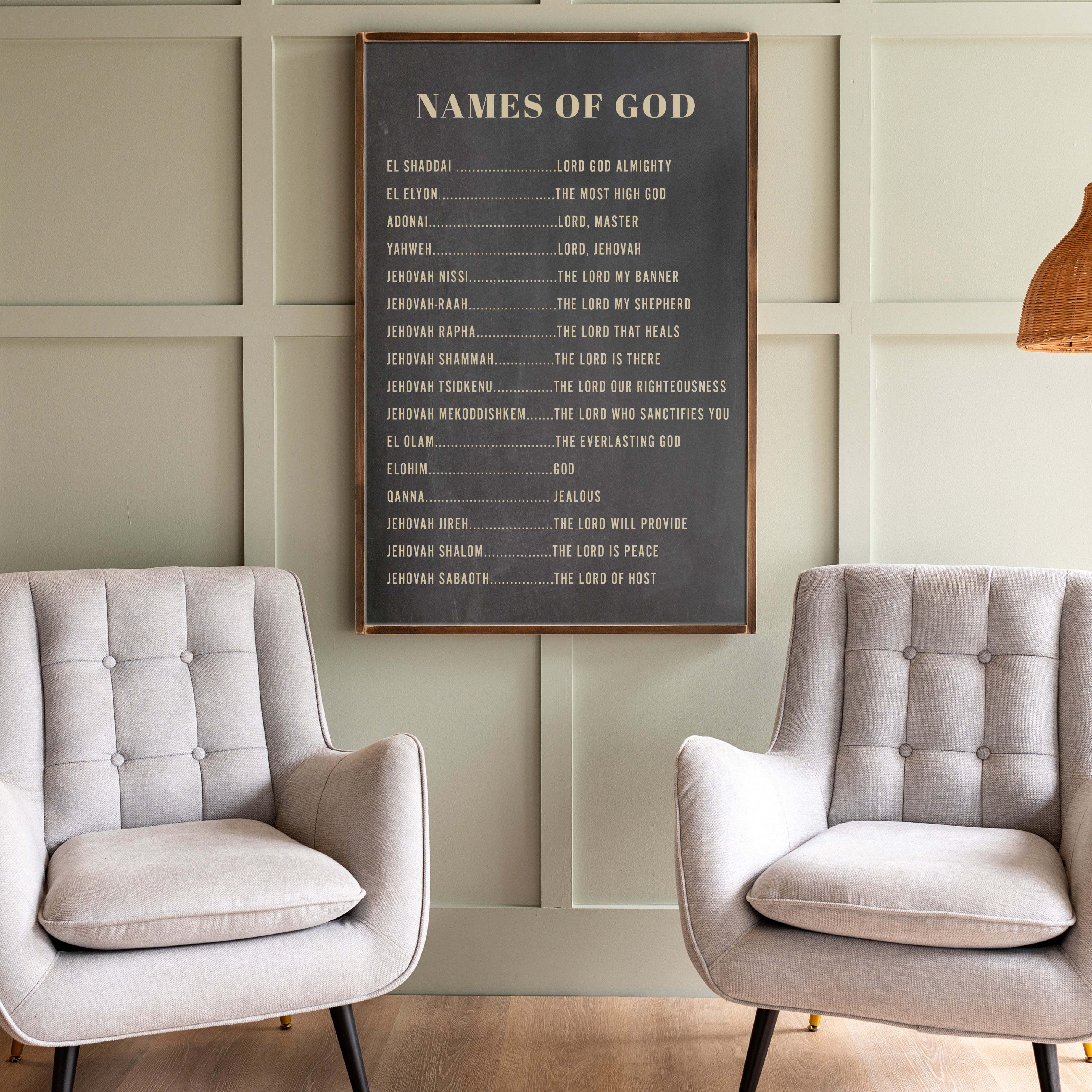 Names Of God | Framed Wood Art | 190