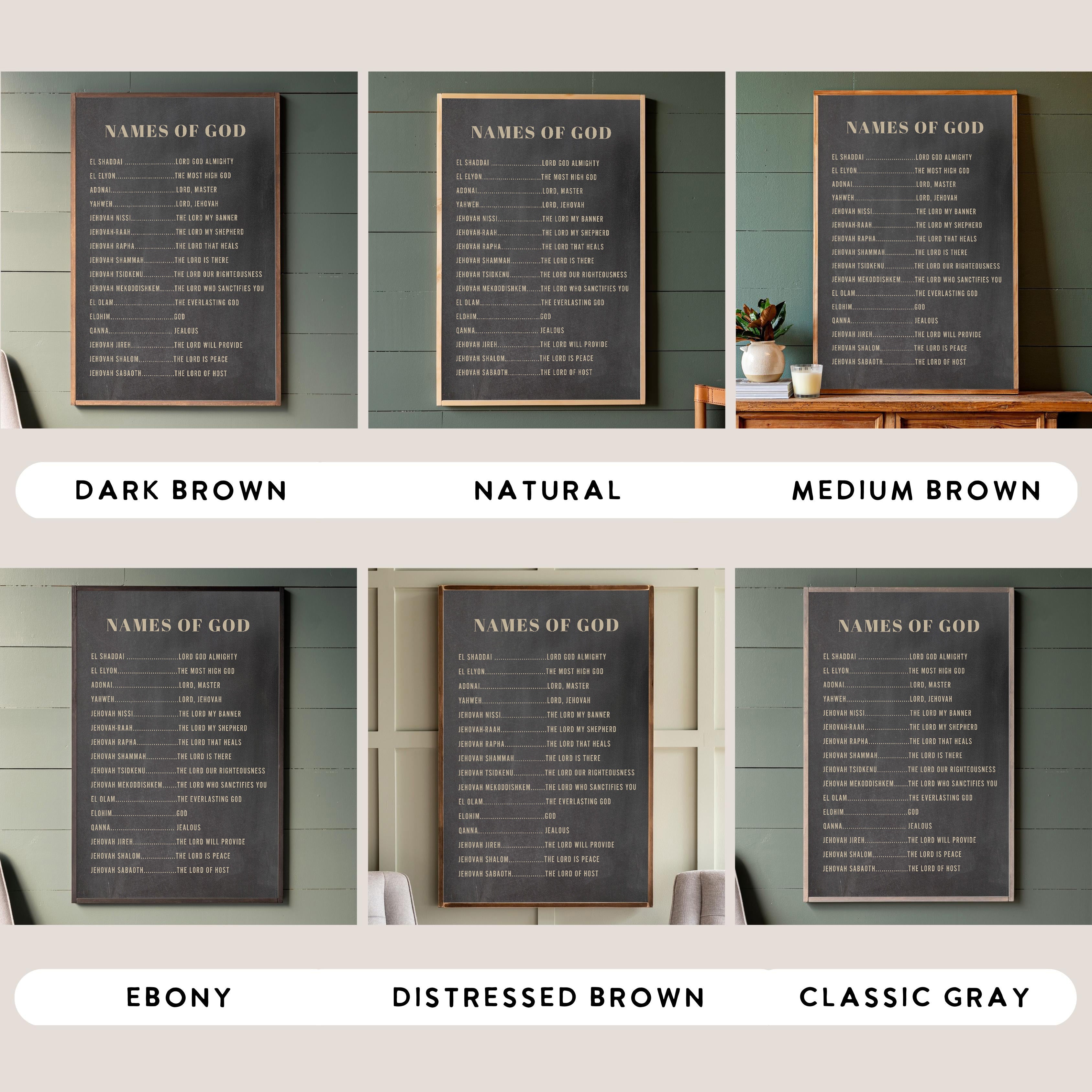 Names Of God | Framed Wood Art | 190