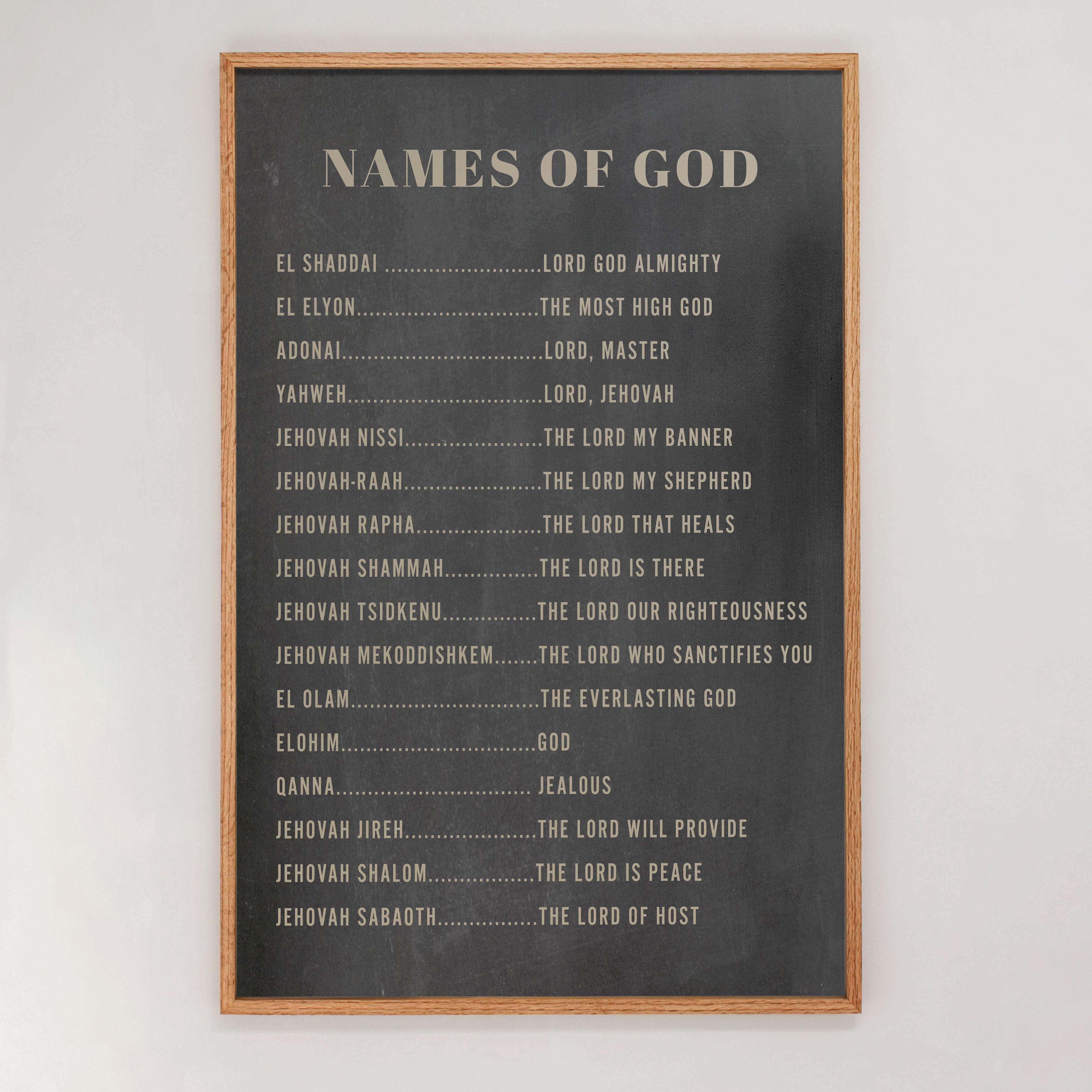"Names Of God" Framed Canvas | Vertical | 190