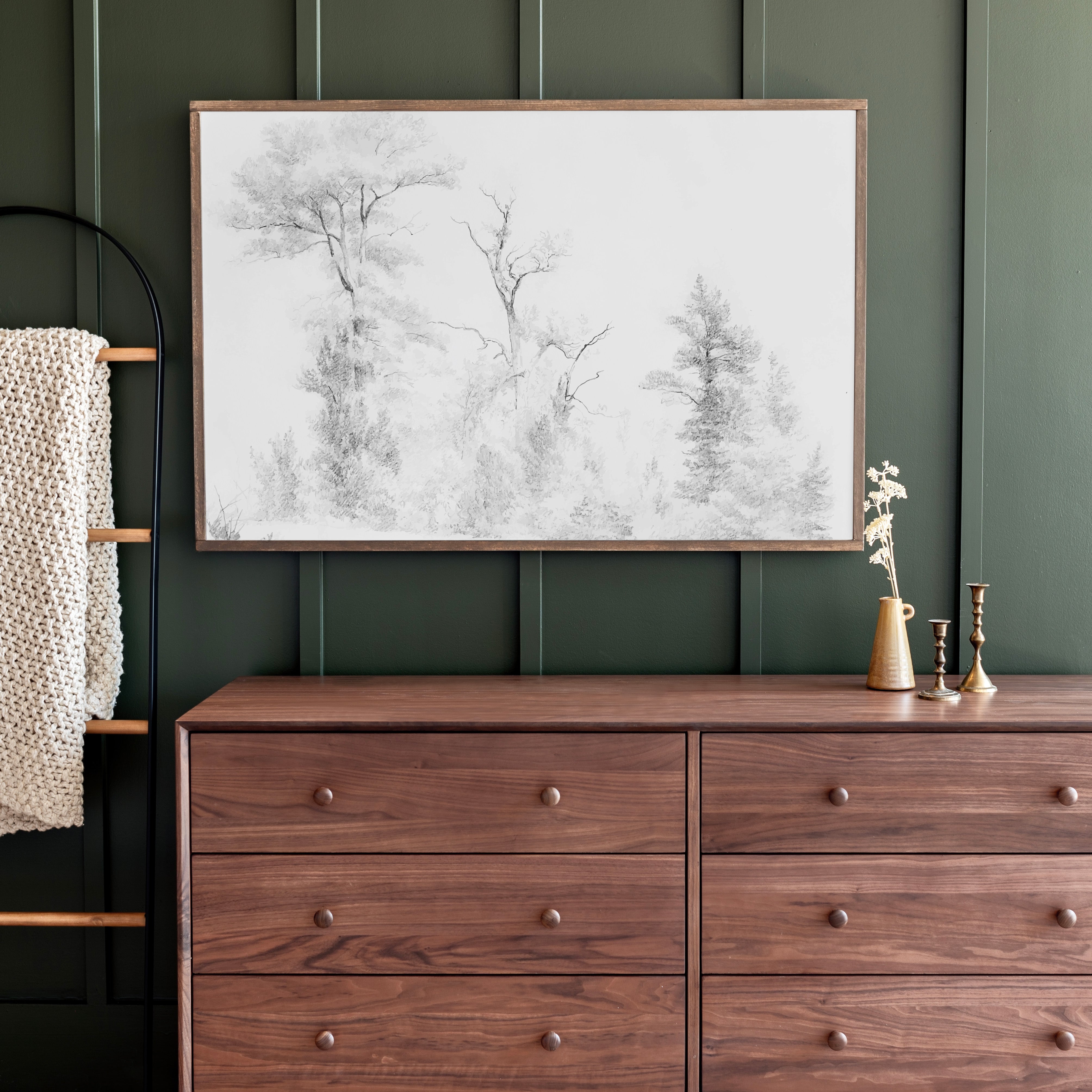 Winter Sketch | Framed Wooden Art - Horizontal | 212