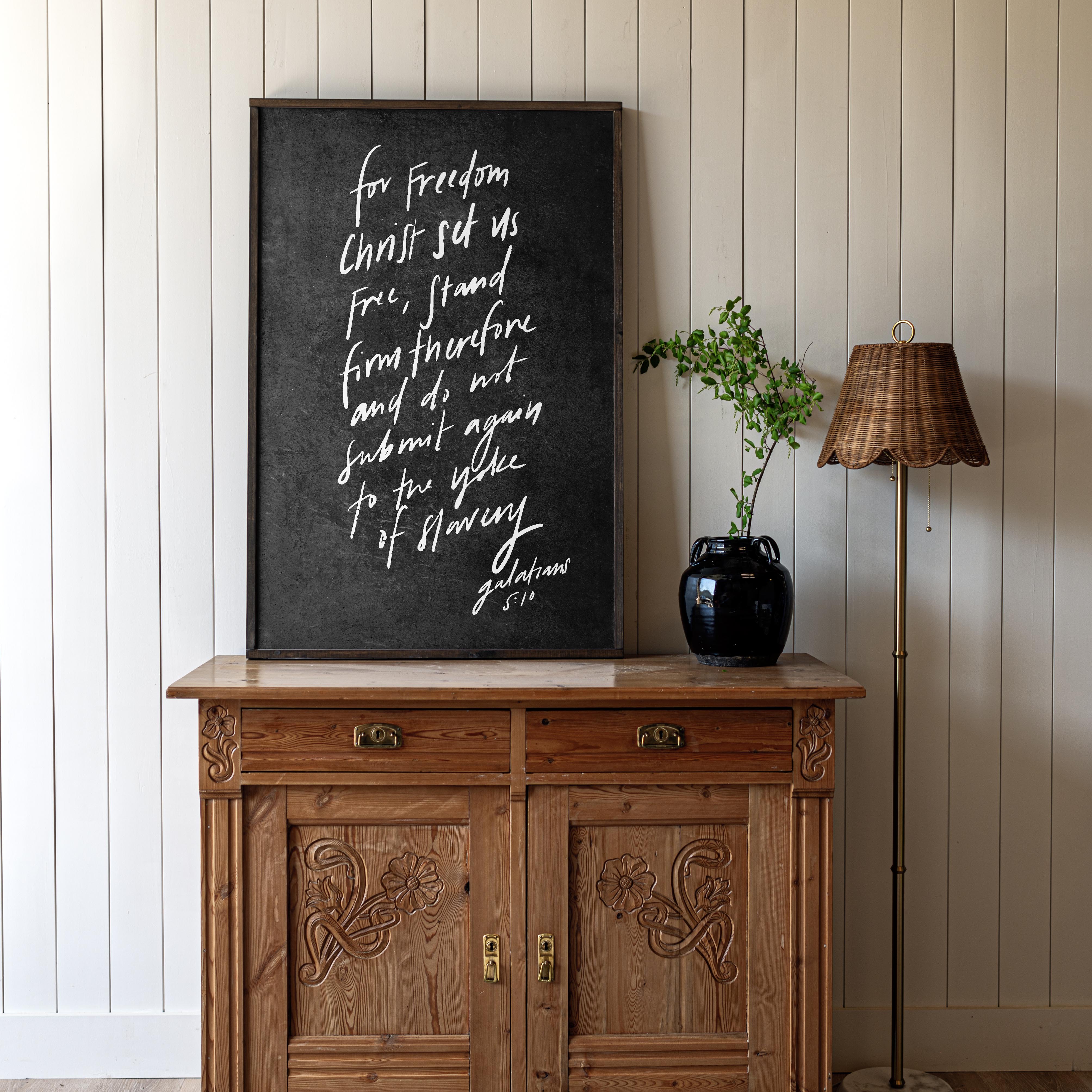 For Freedom Galatians 5:1 Hand Lettered | Framed Wooden Art | 577