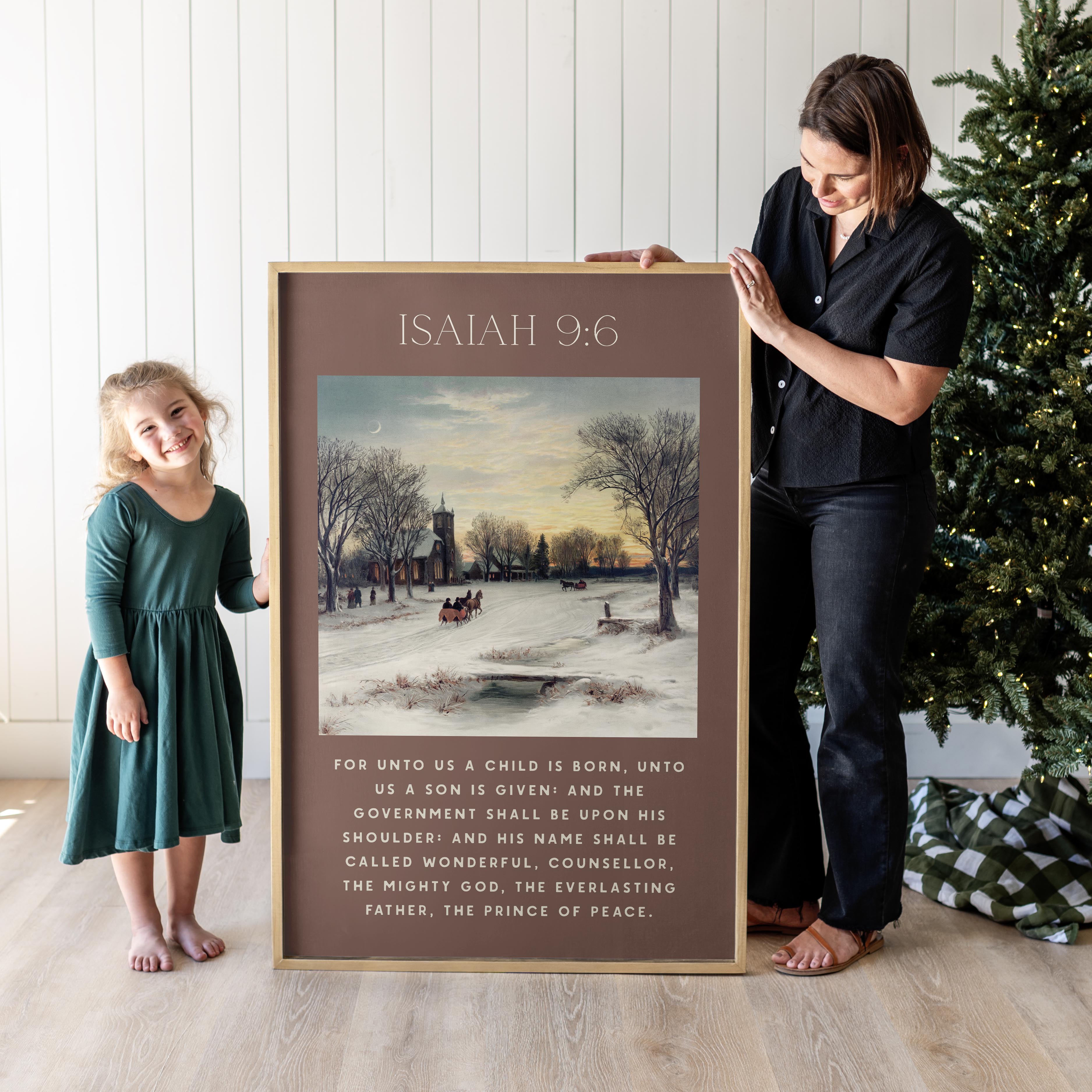 "For Unto Us" Scripture Framed Canvas | Vertical | 625