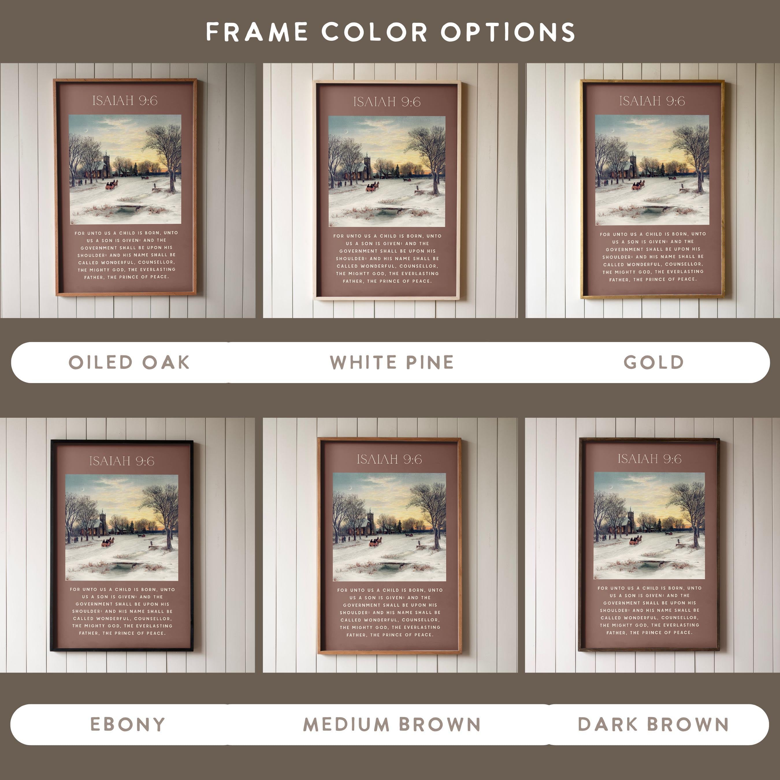 "For Unto Us" Scripture Framed Canvas | Vertical | 625