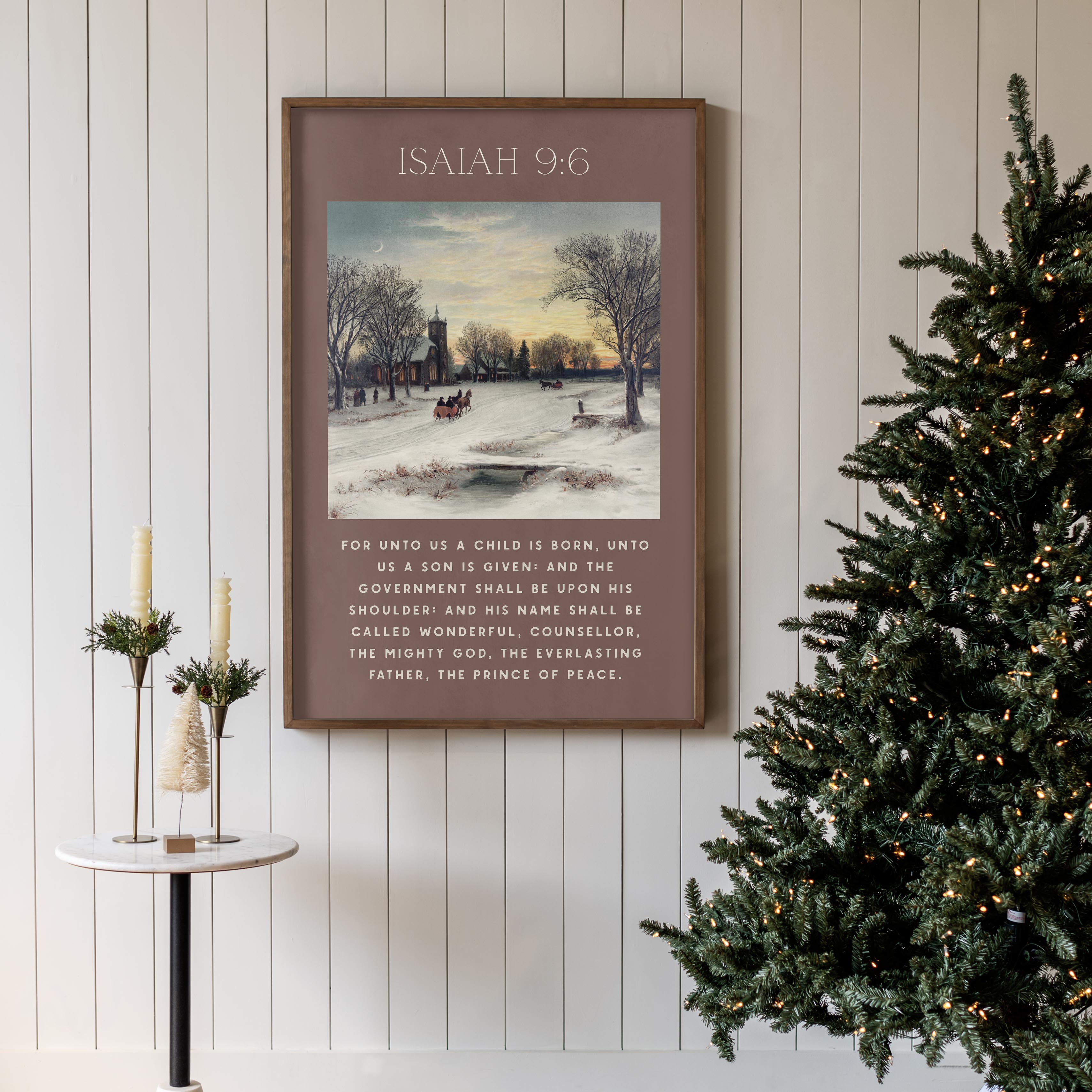 "For Unto Us" Scripture Framed Canvas | Vertical | 625