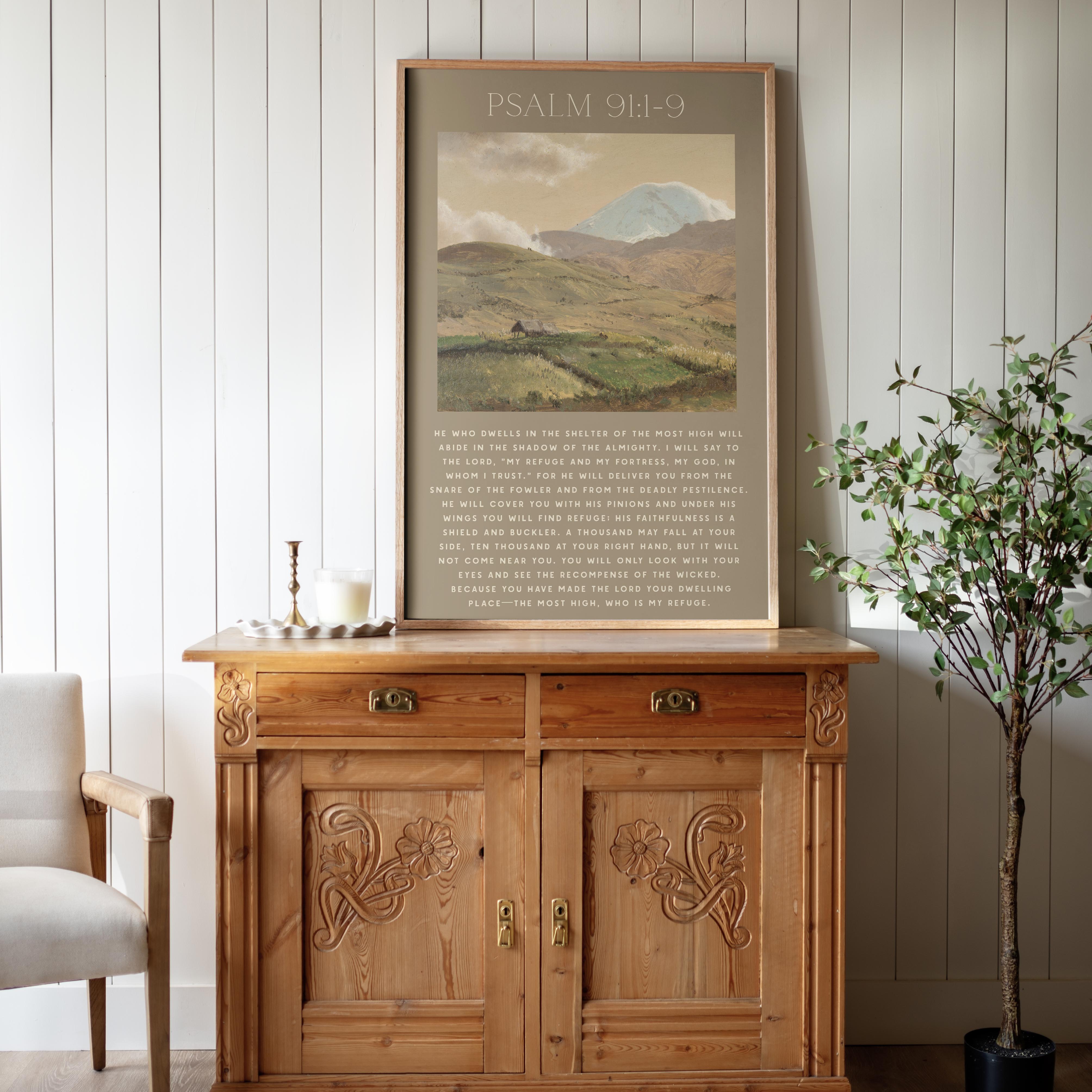"Psalm 91 Scripture" Framed Canvas | Vertical | 637