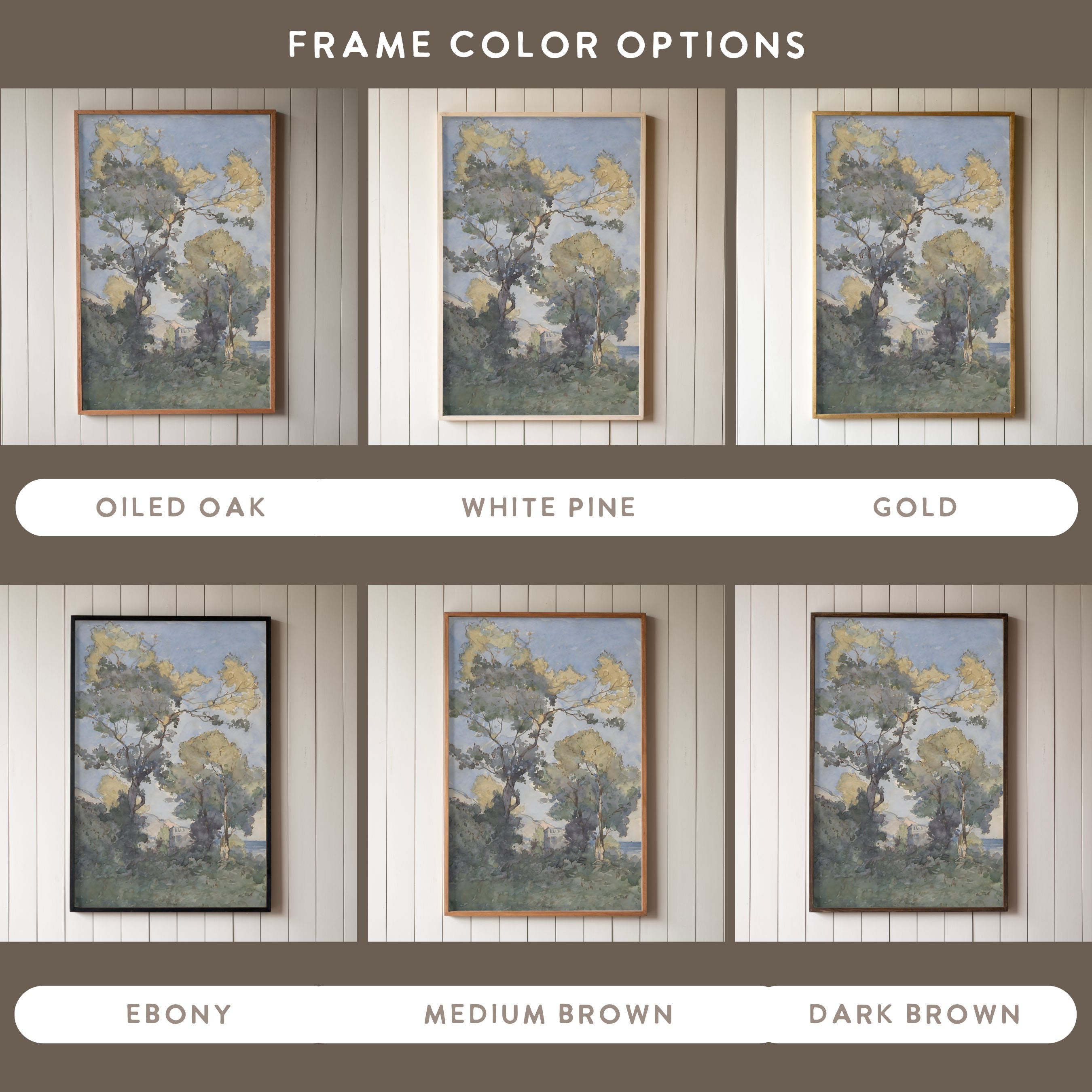 "Watercolor Trees" Framed Canvas | Vertical | 672