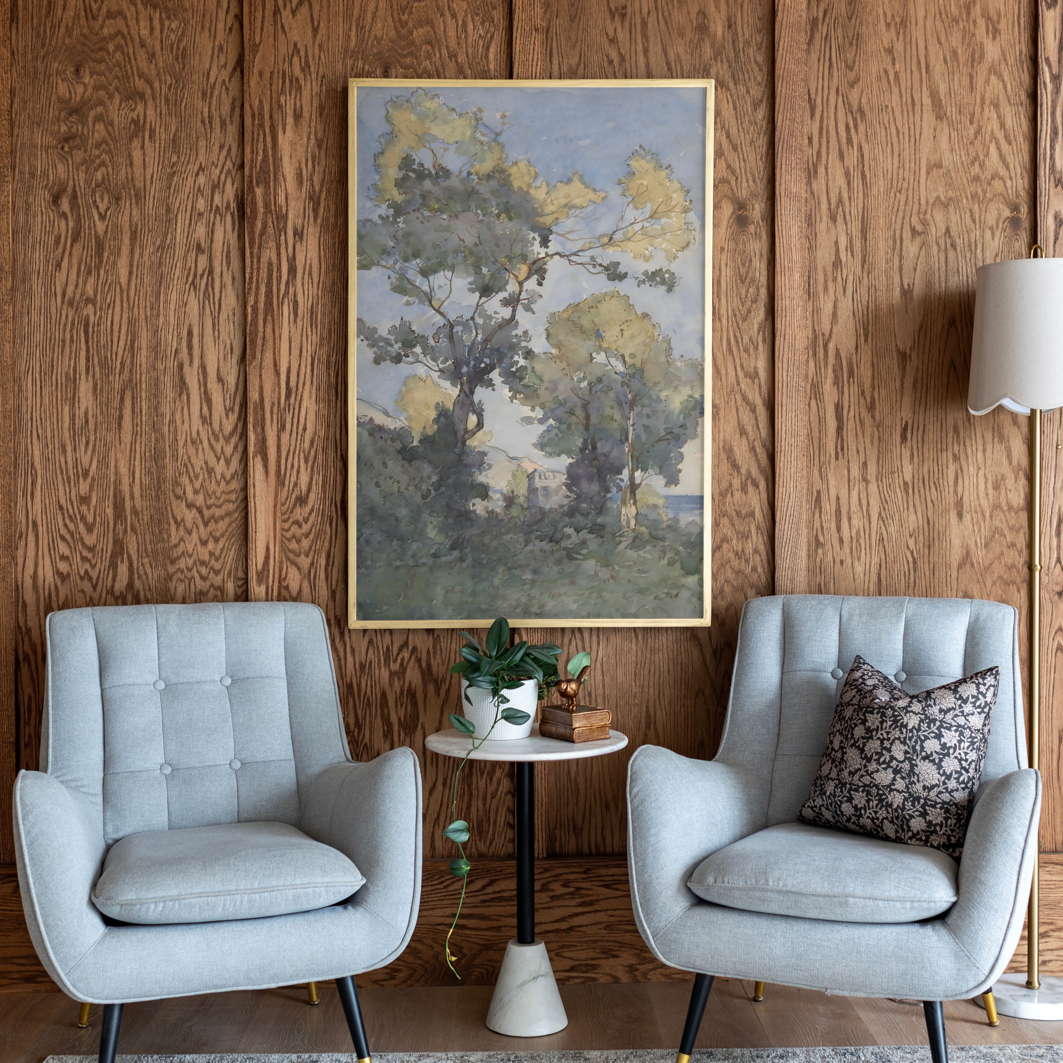 "Watercolor Trees" Framed Canvas | Vertical | 672