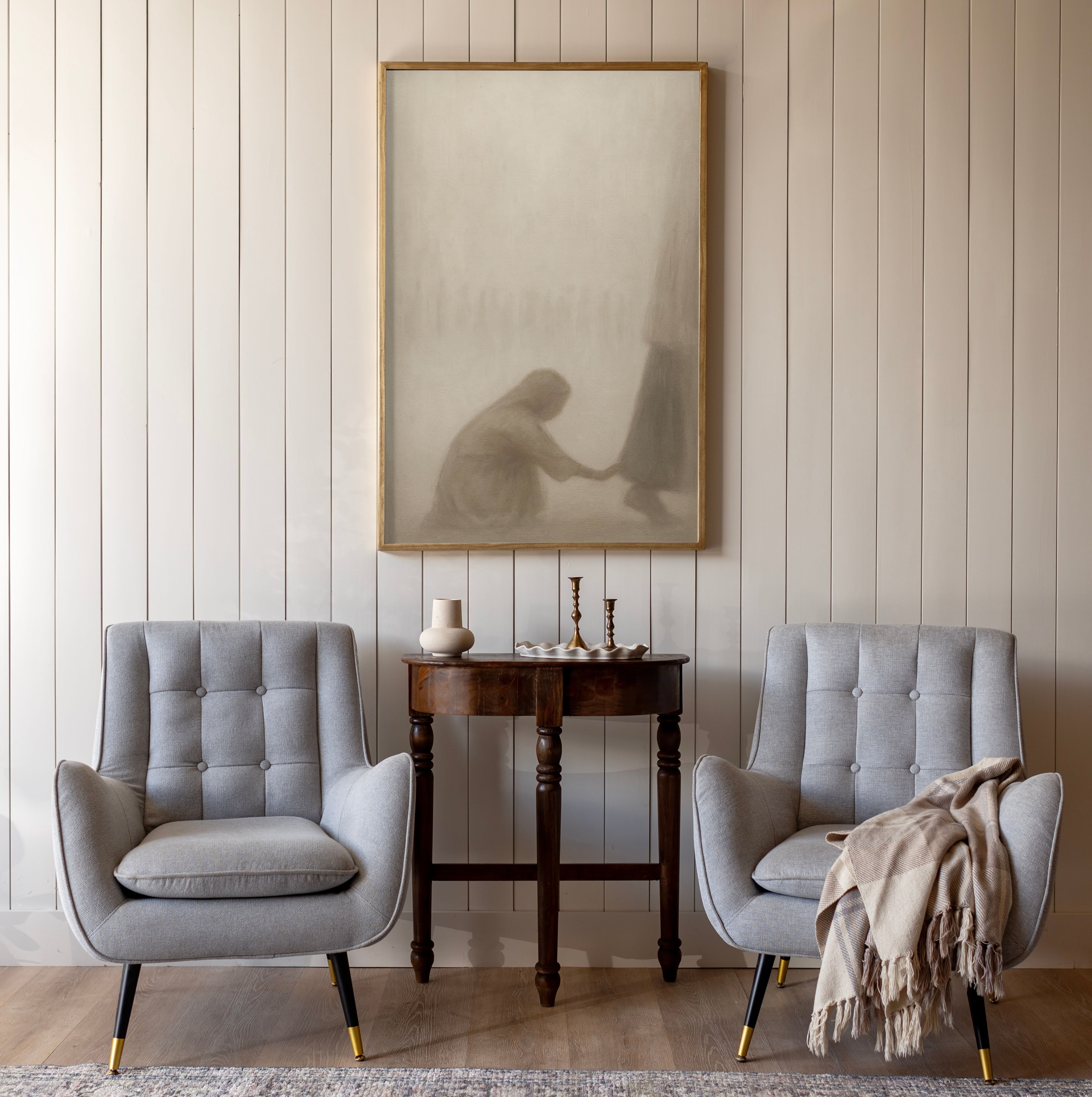 "At The Hem Of Jesus" Framed Canvas | Vertical | 695