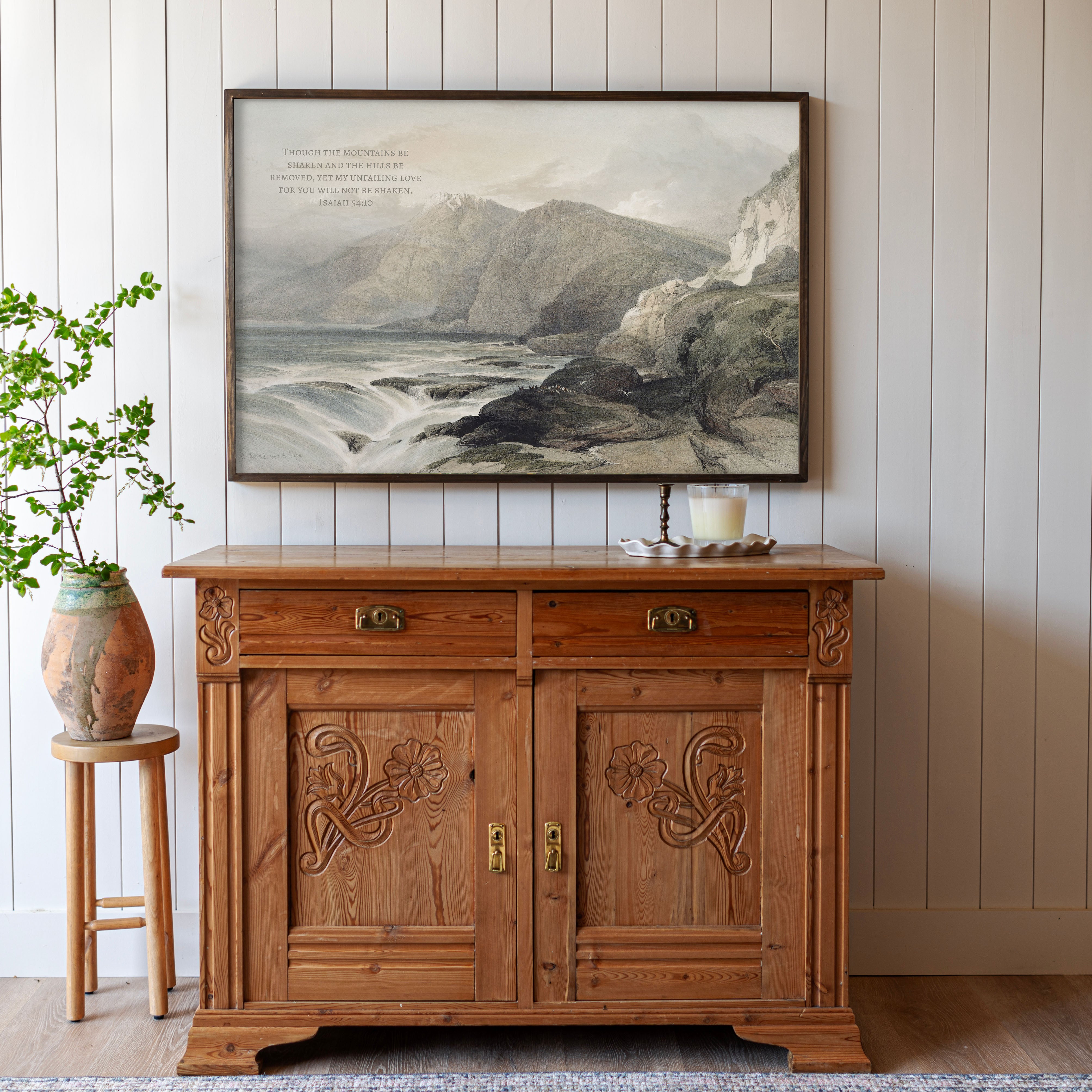 "Though The Mountains Be Shaken" Framed Canvas | Horizontal | 699