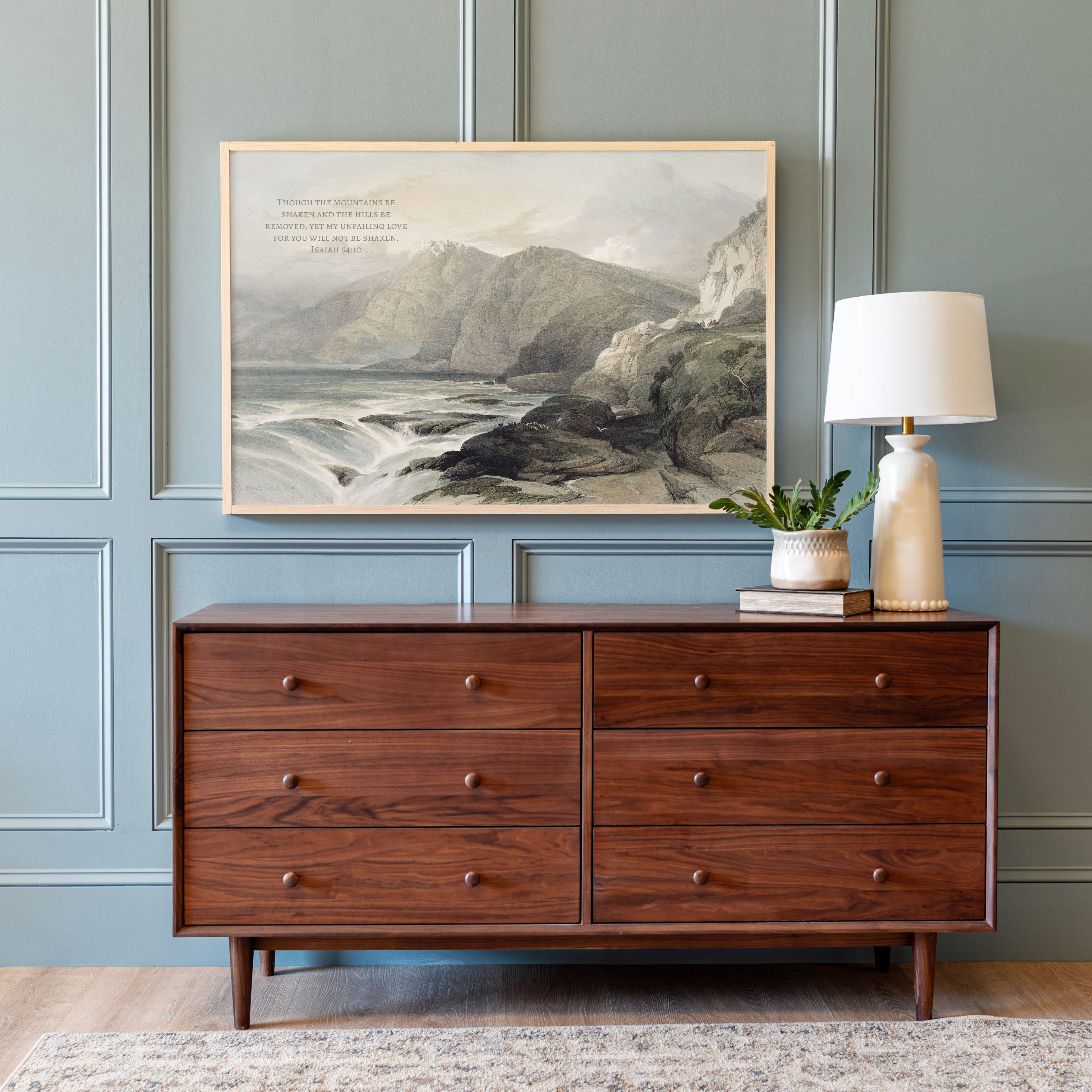 Though The Mountains Be Shaken | Framed Wooden Art - Horizontal | 699