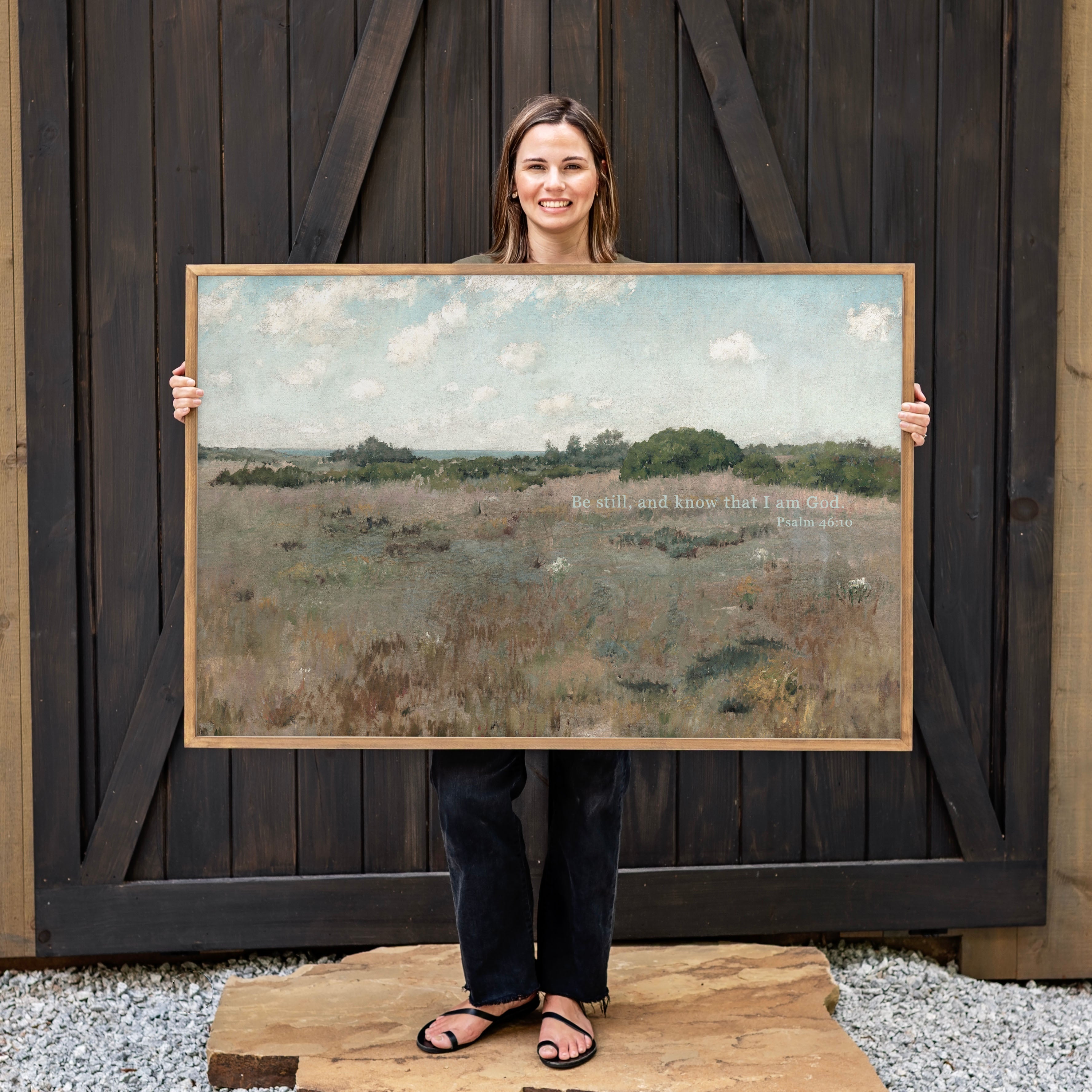 "Be Still, And Know That I Am God." Framed Canvas | Horizontal | 706