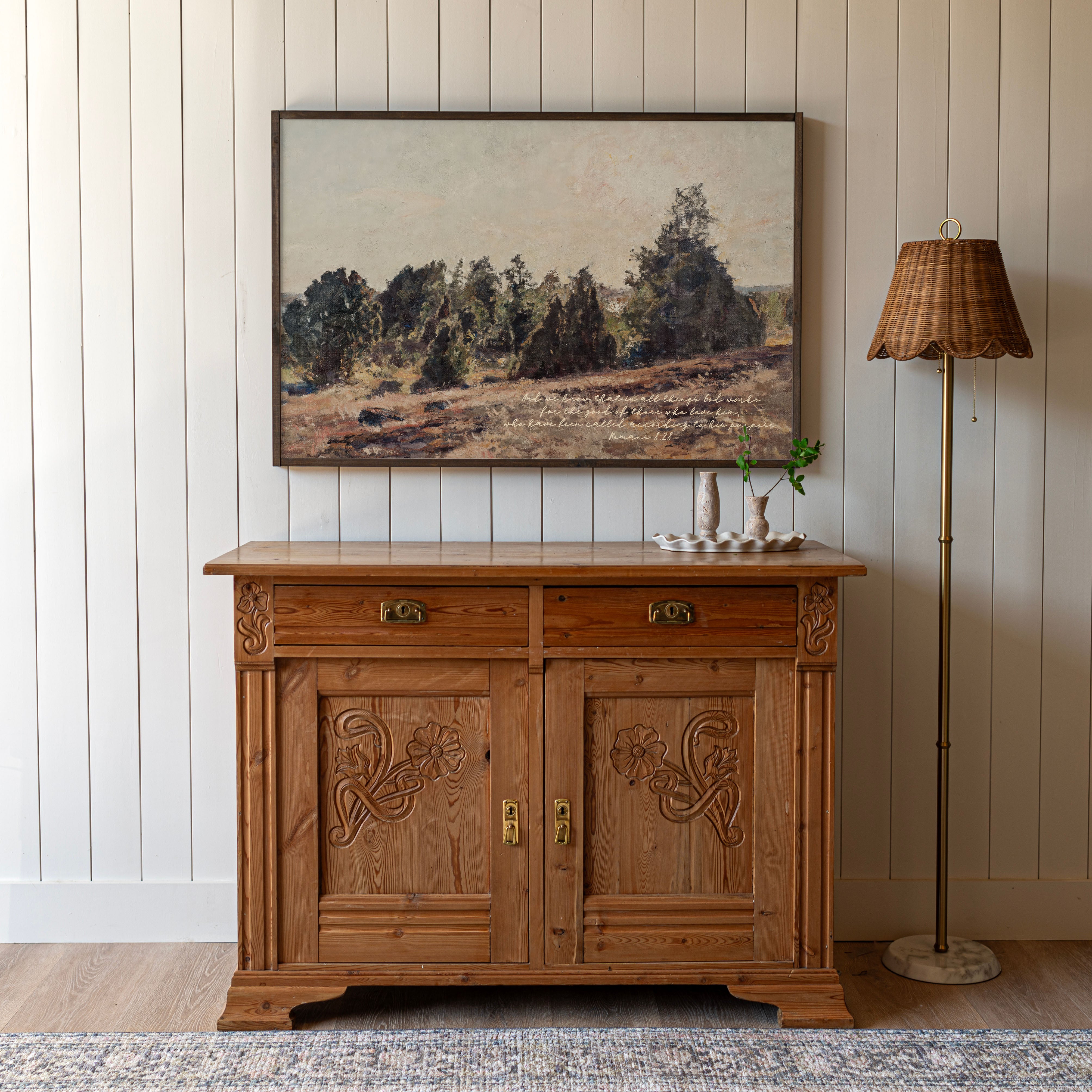 Romans 8:28 | Framed Wooden Art - Horizontal | 720