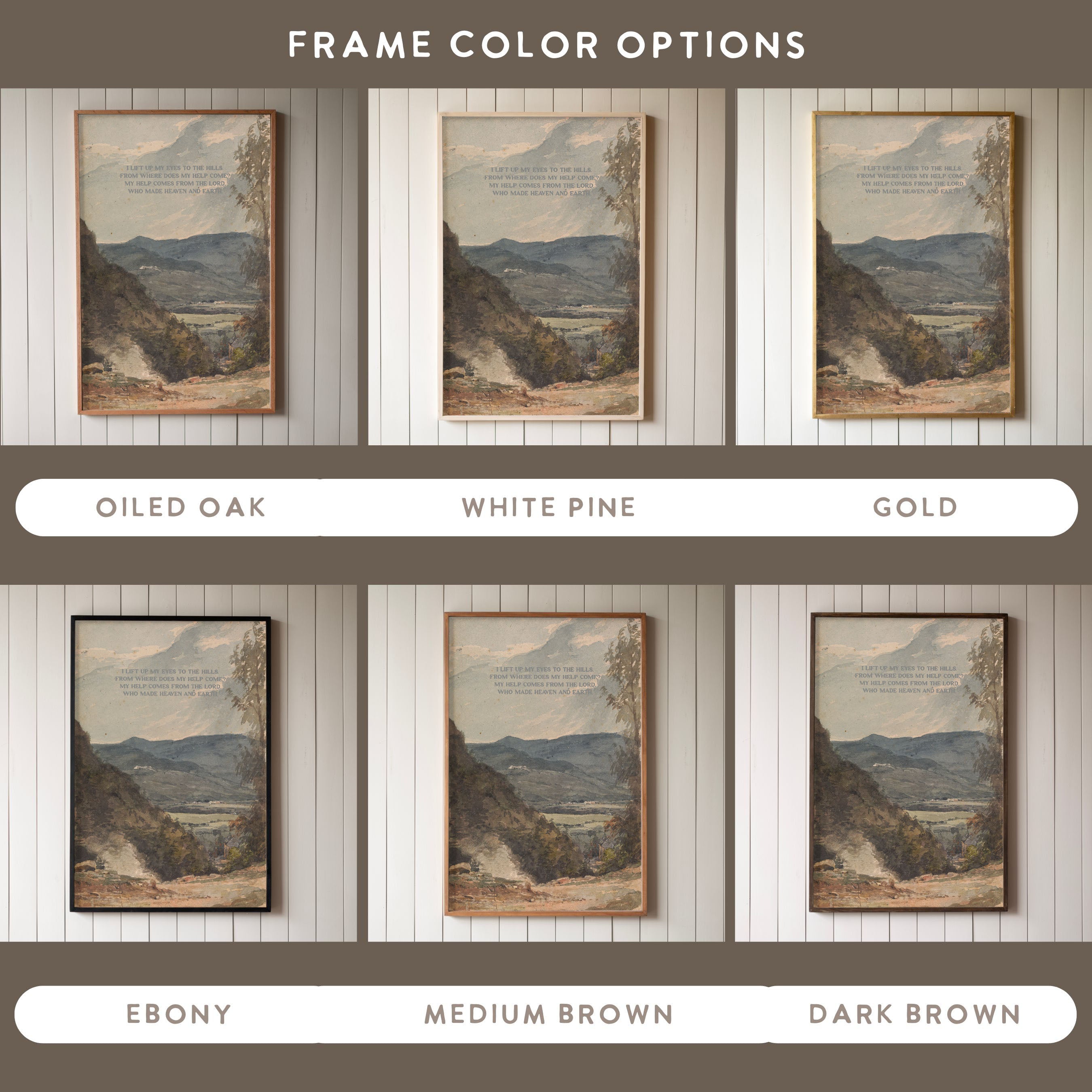 "I Lift My Eyes To The Hills" Framed Canvas | Vertical | 721