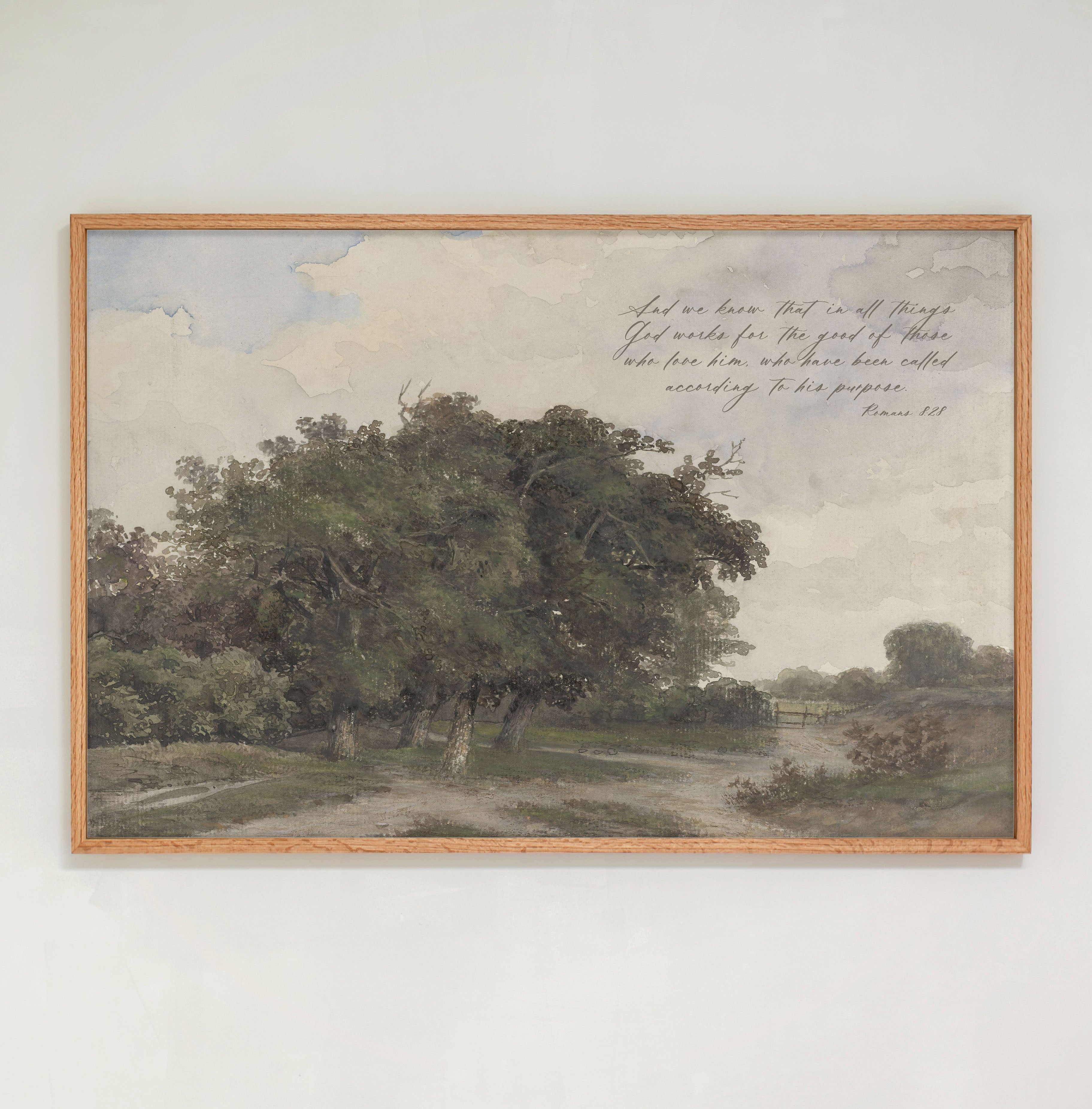 "Romans 8:28" Framed Canvas | Horizontal | 813
