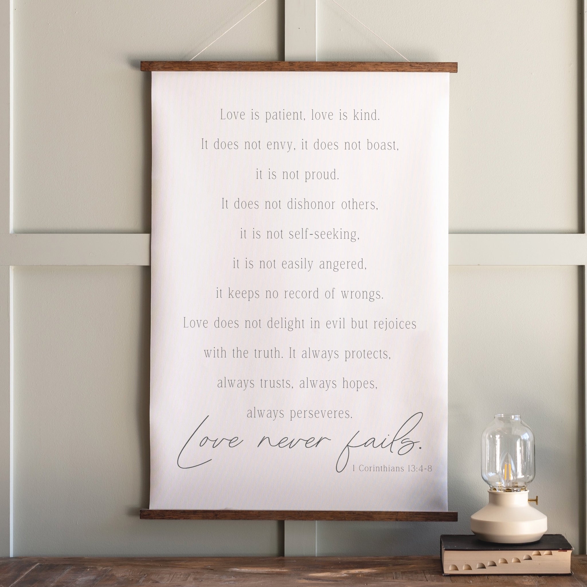 Love Never Fails Hanging Canvas | 081