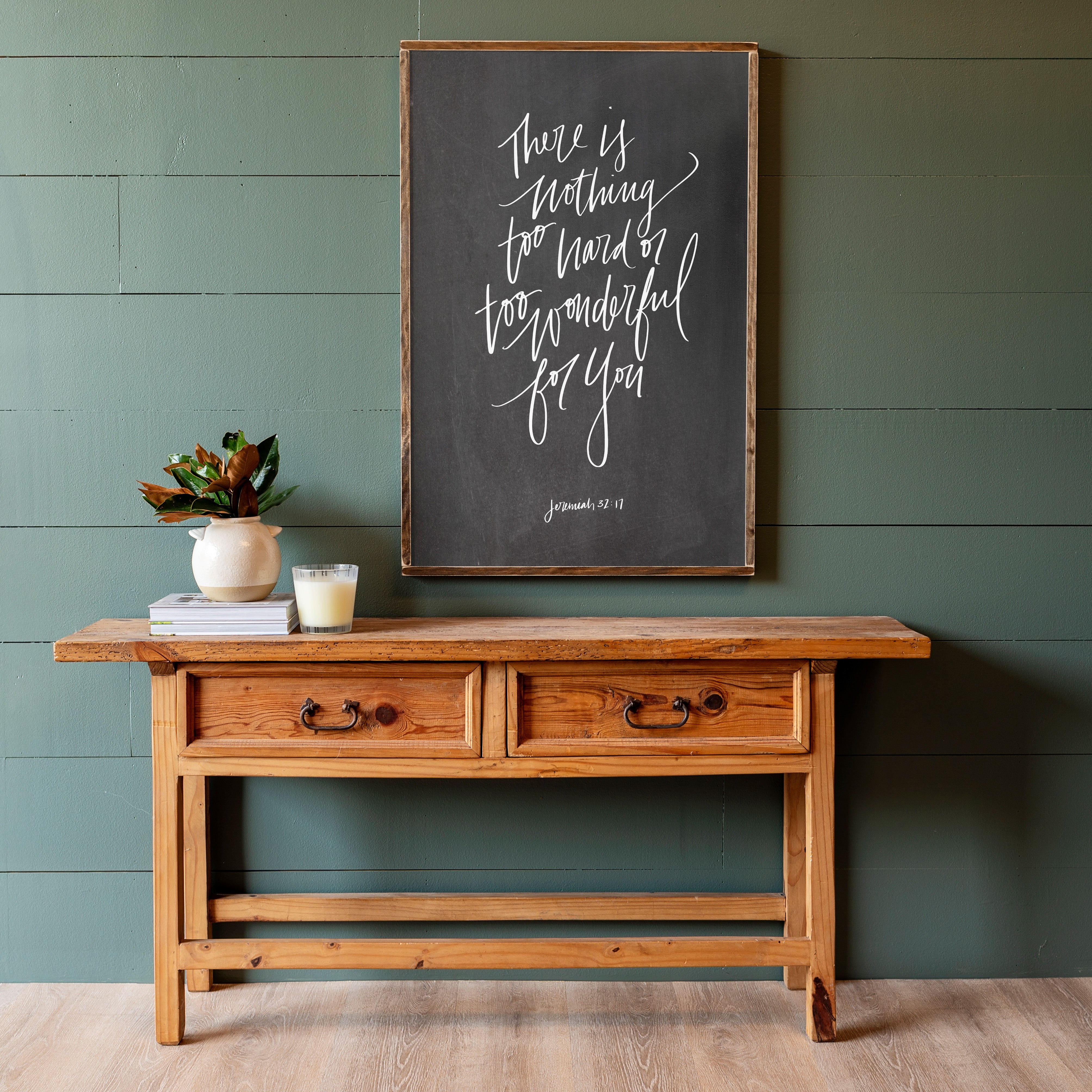 Jeremiah 32:17 Hand Lettered | Framed Wooden Art | 100