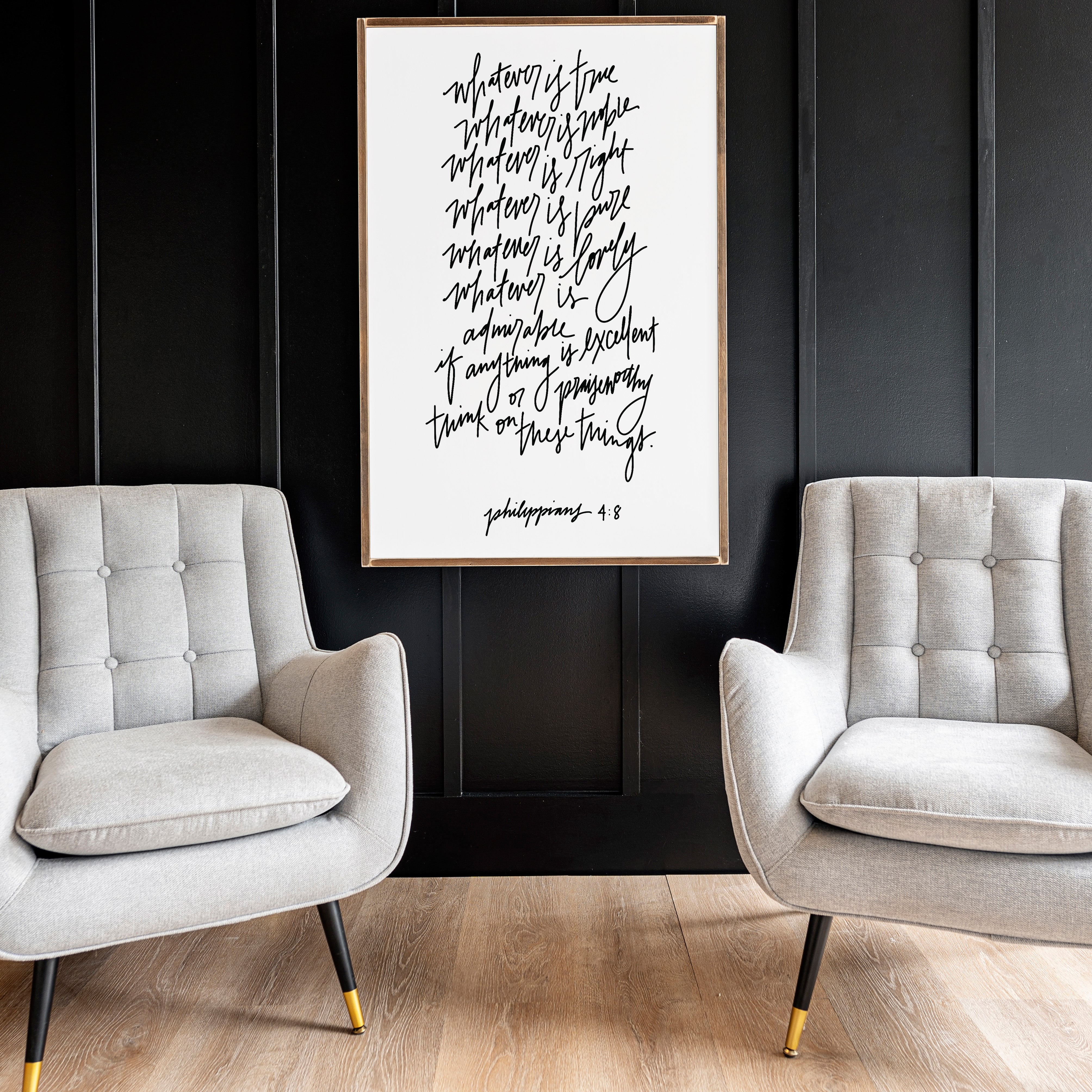 Whatever Is True Hand Lettered | Framed Wooden Art | 108