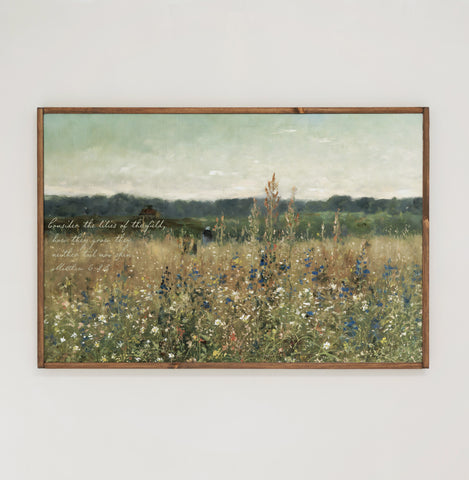 Consider The Lilies | Framed Wooden Art - Horizontal | 170