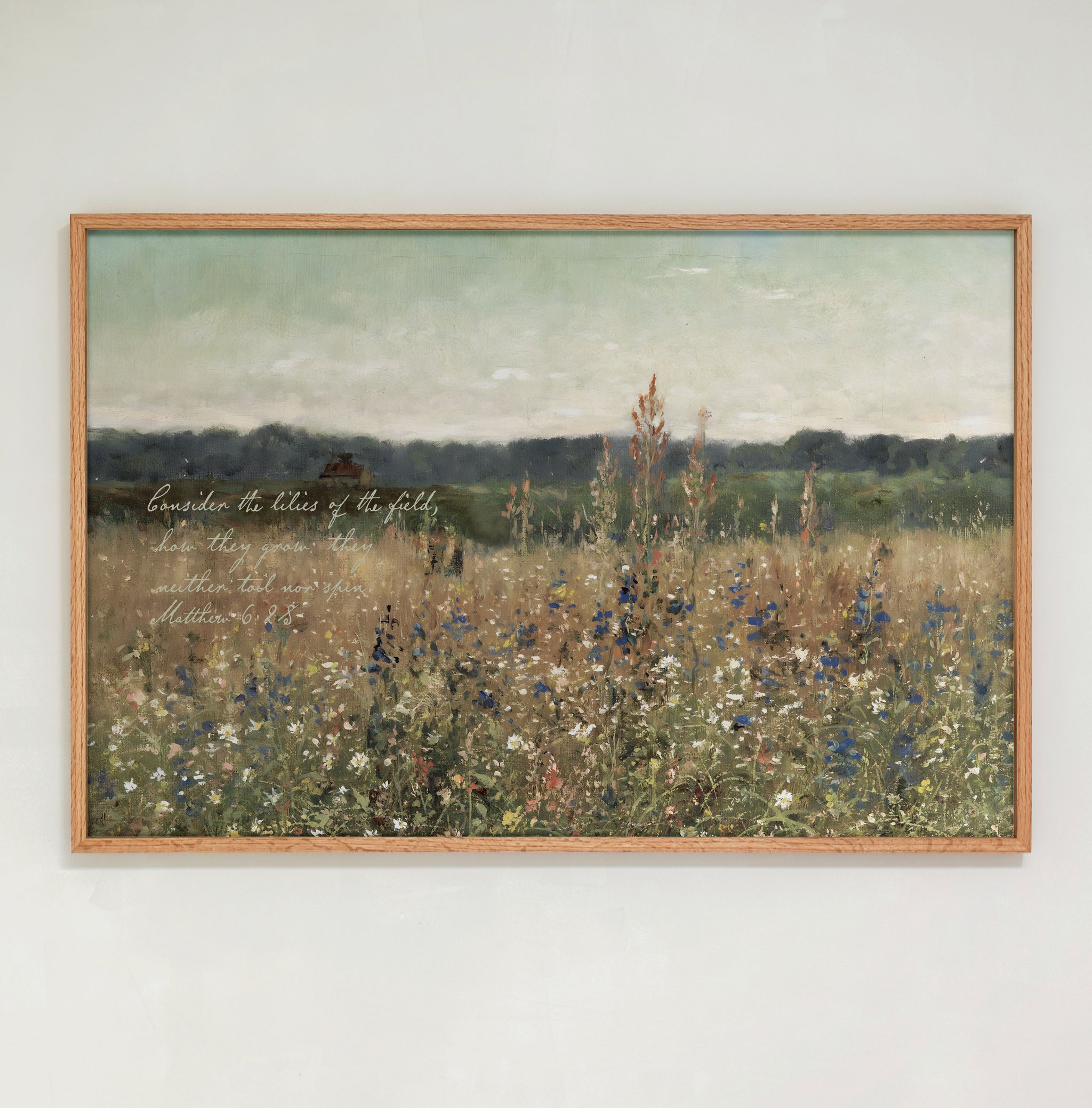 "Consider the Lilies" Framed Canvas (36 x 24, Dark Brown Frame)