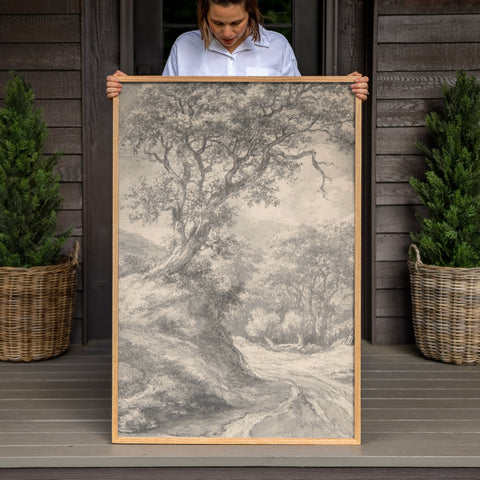 "Black and White Tree" Large Framed Art | Vertical | 177