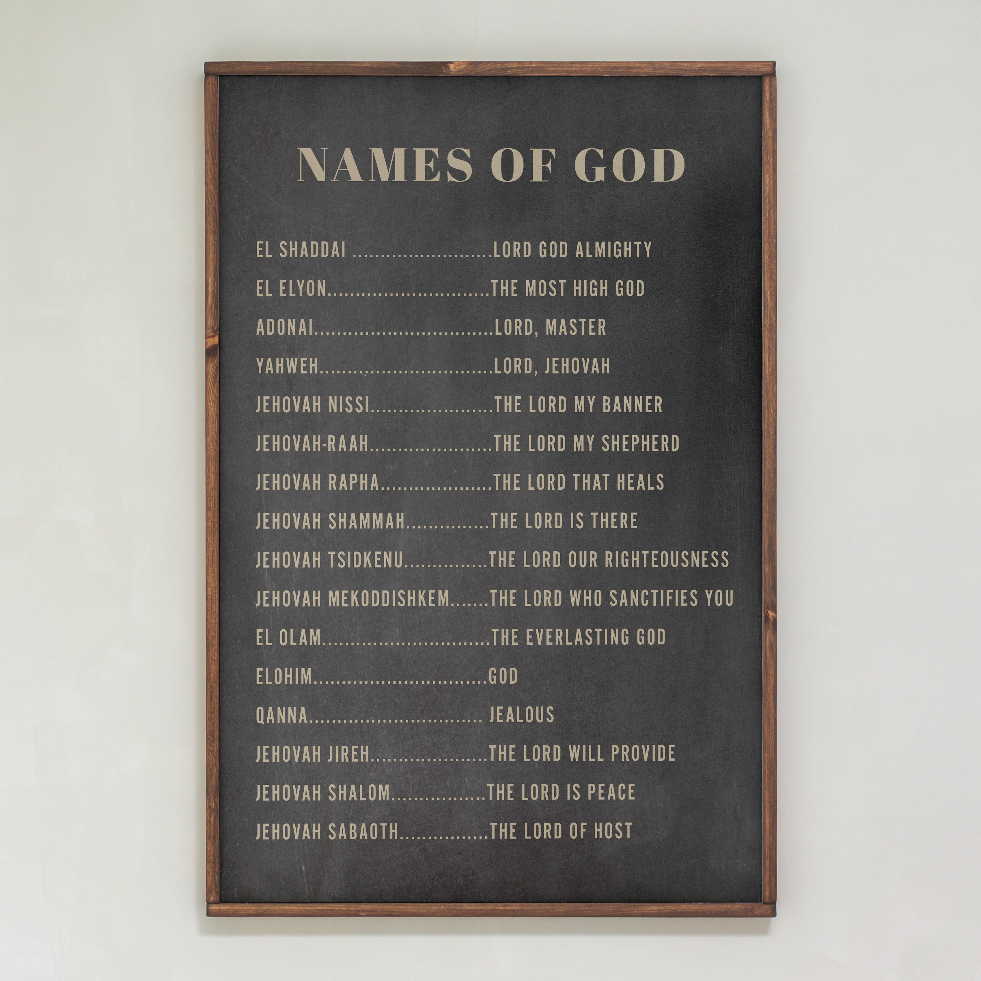 Names Of God | Framed Wood Art | 190