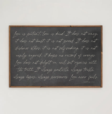 Love Is Patient, Love Is Kind | Framed Wooden Art - Horizontal | 193
