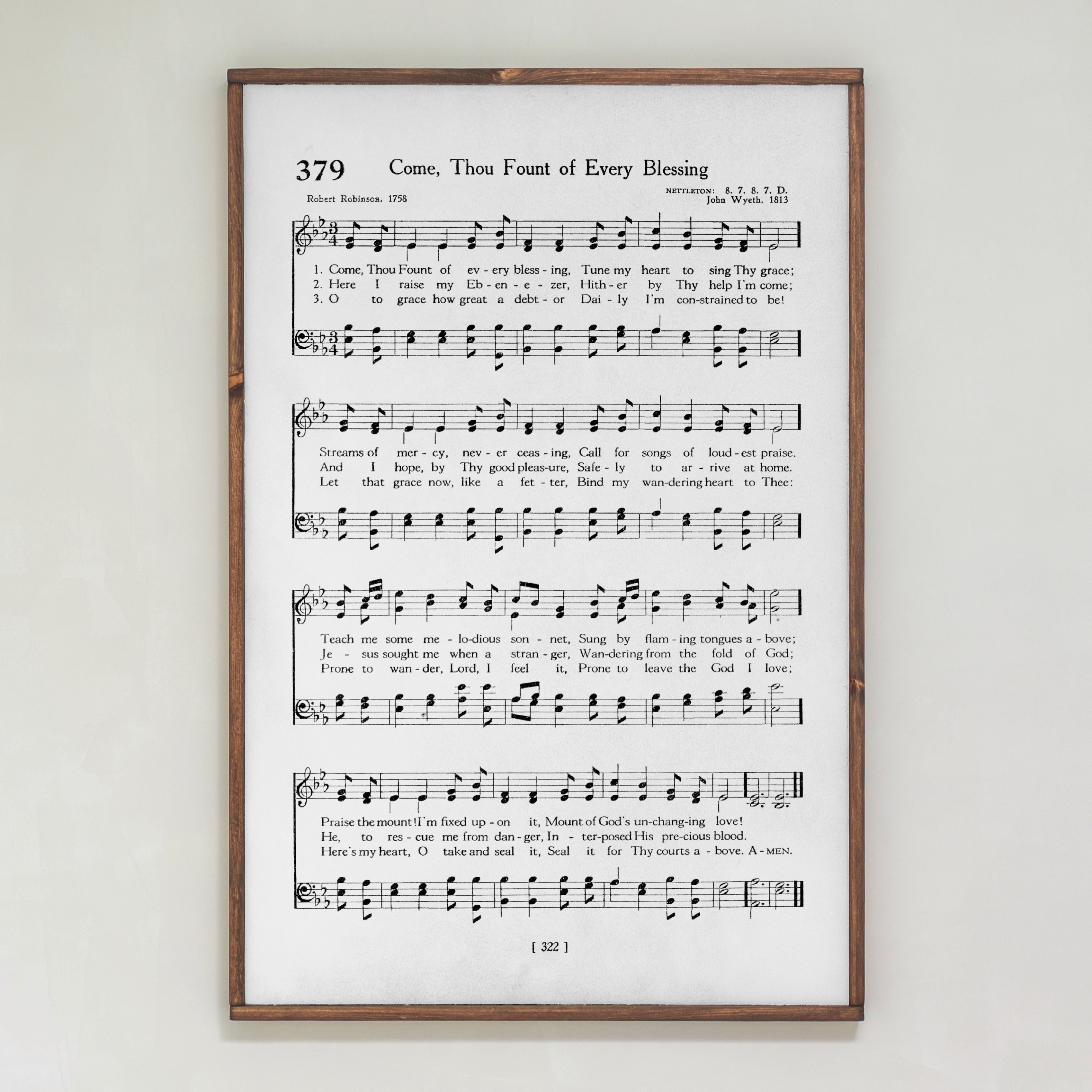 Come Thou Fount Of Every Blessing Hymn | Framed Wood Art | 278
