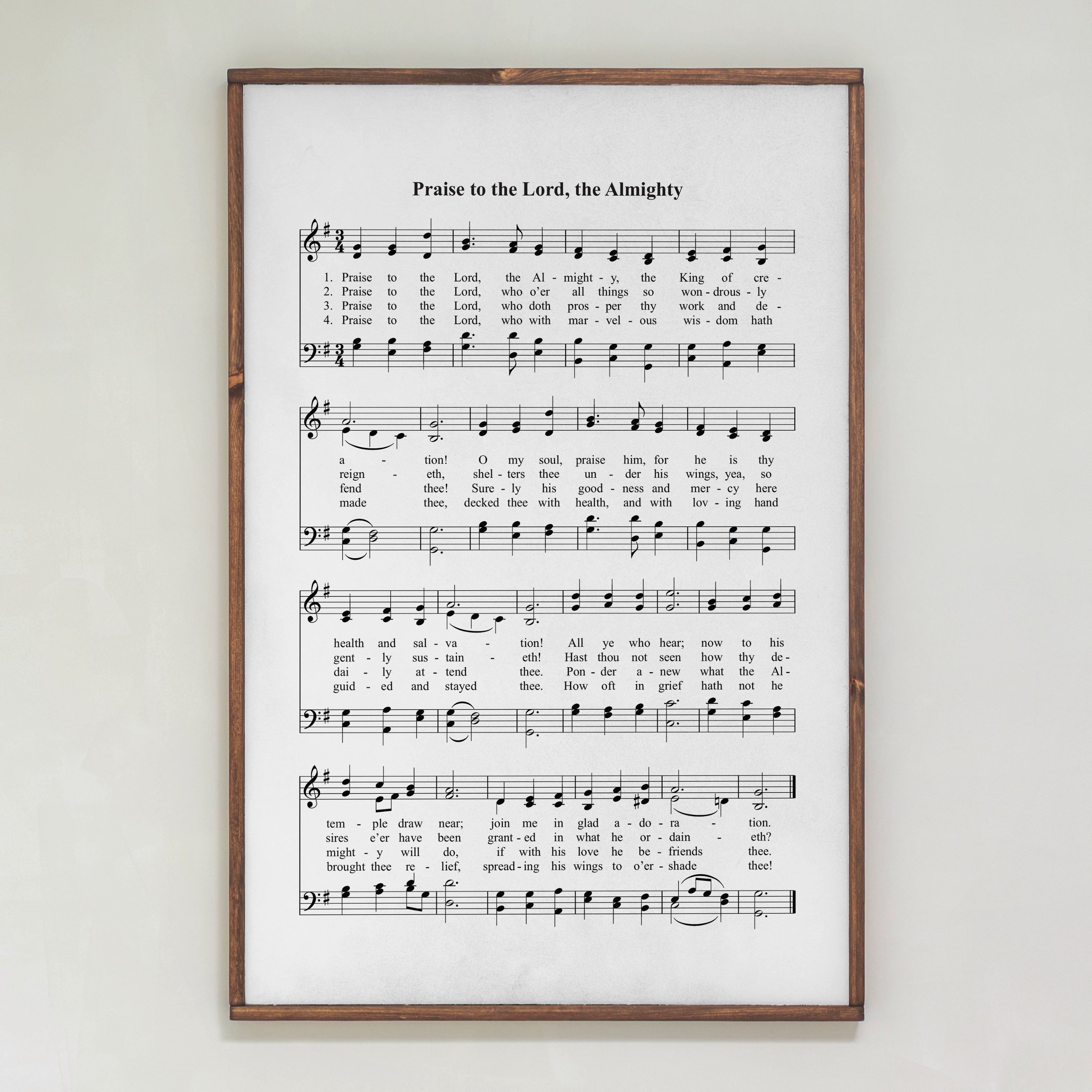 Praise to the Lord, the Almighty Hymn | Framed Wood Art | 282