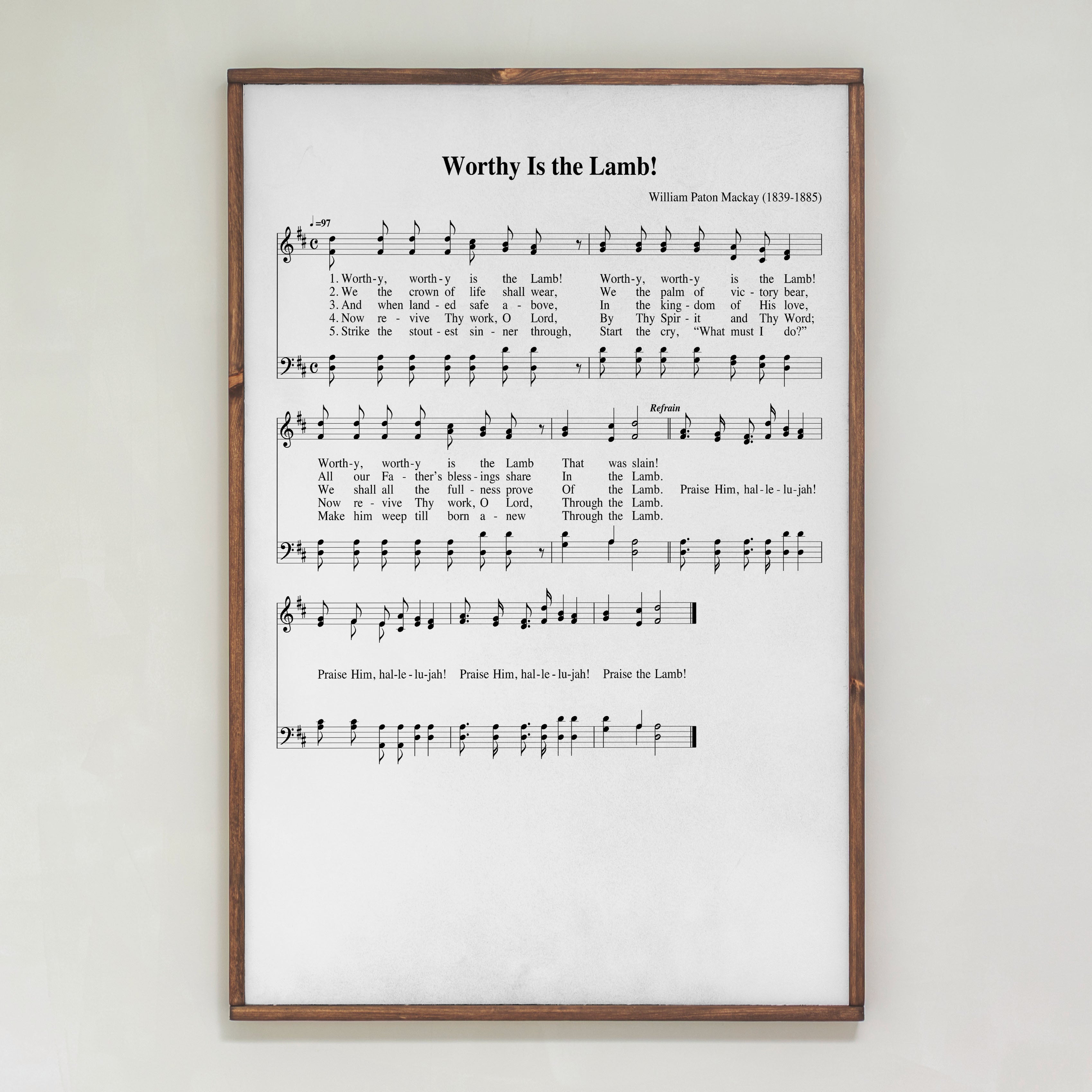 Worthy Is The Lamb Hymn | Framed Wood Art | 284