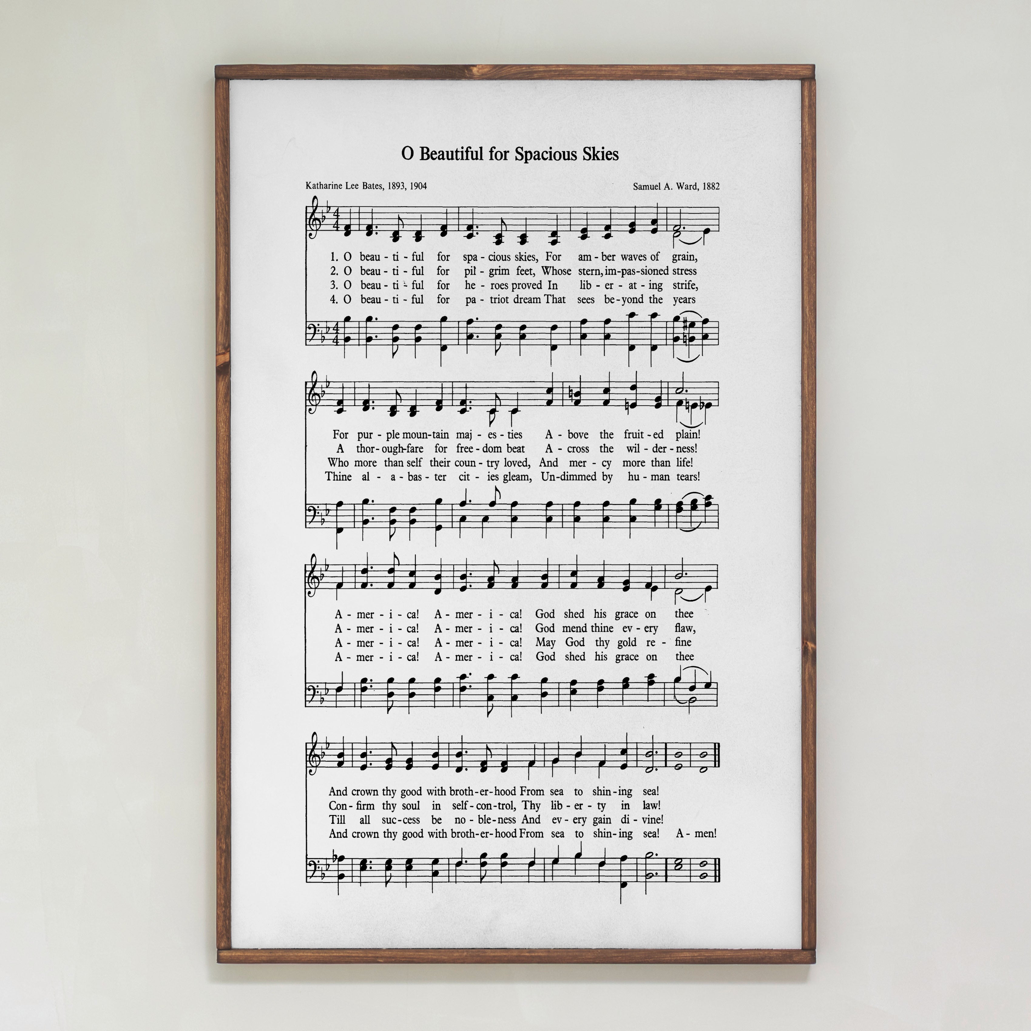 O Beautiful For Spacious Skies Hymn | Framed Wood Art | 287