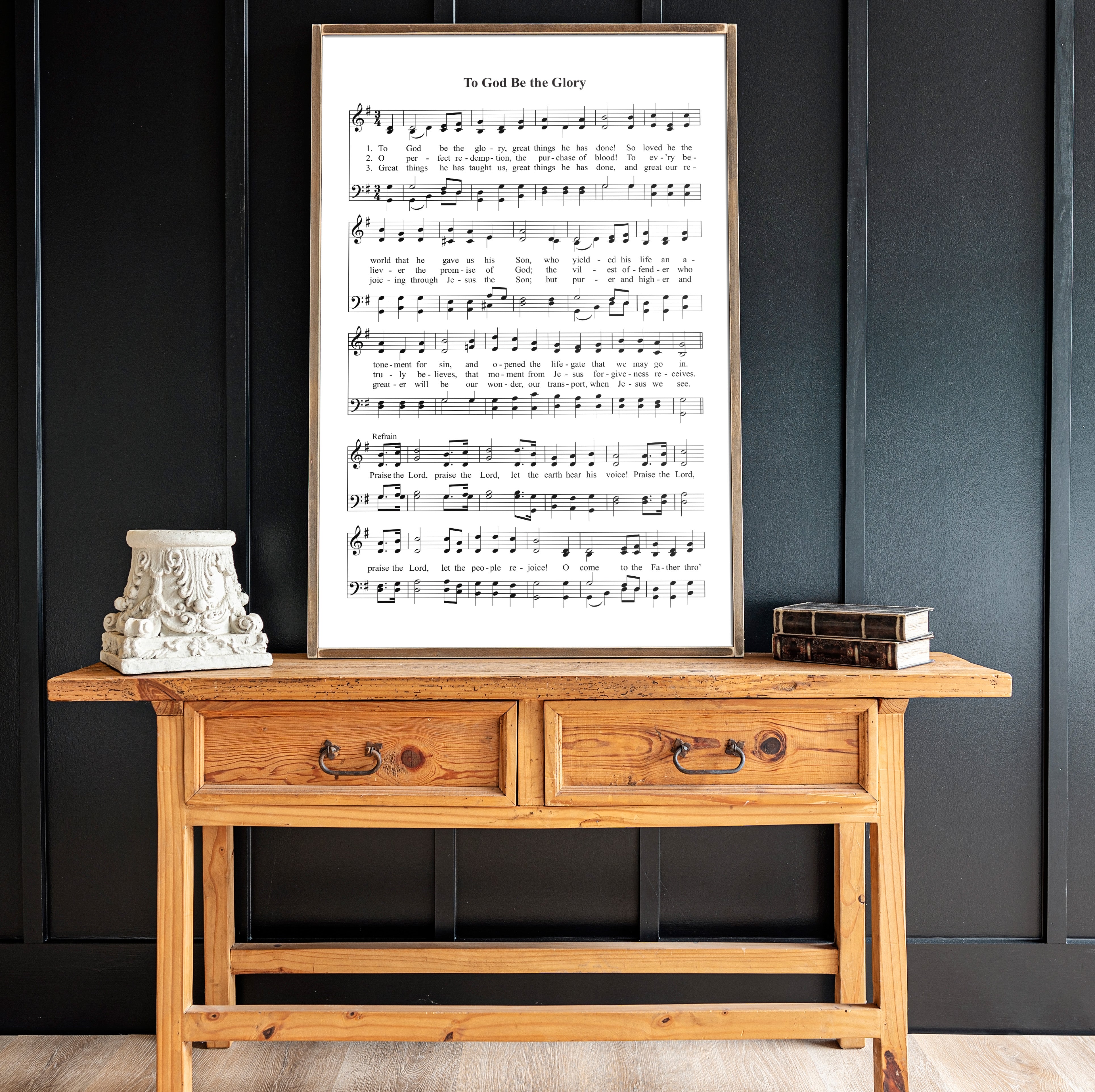 To God Be The Glory Hymn | Framed Wood Art | 290