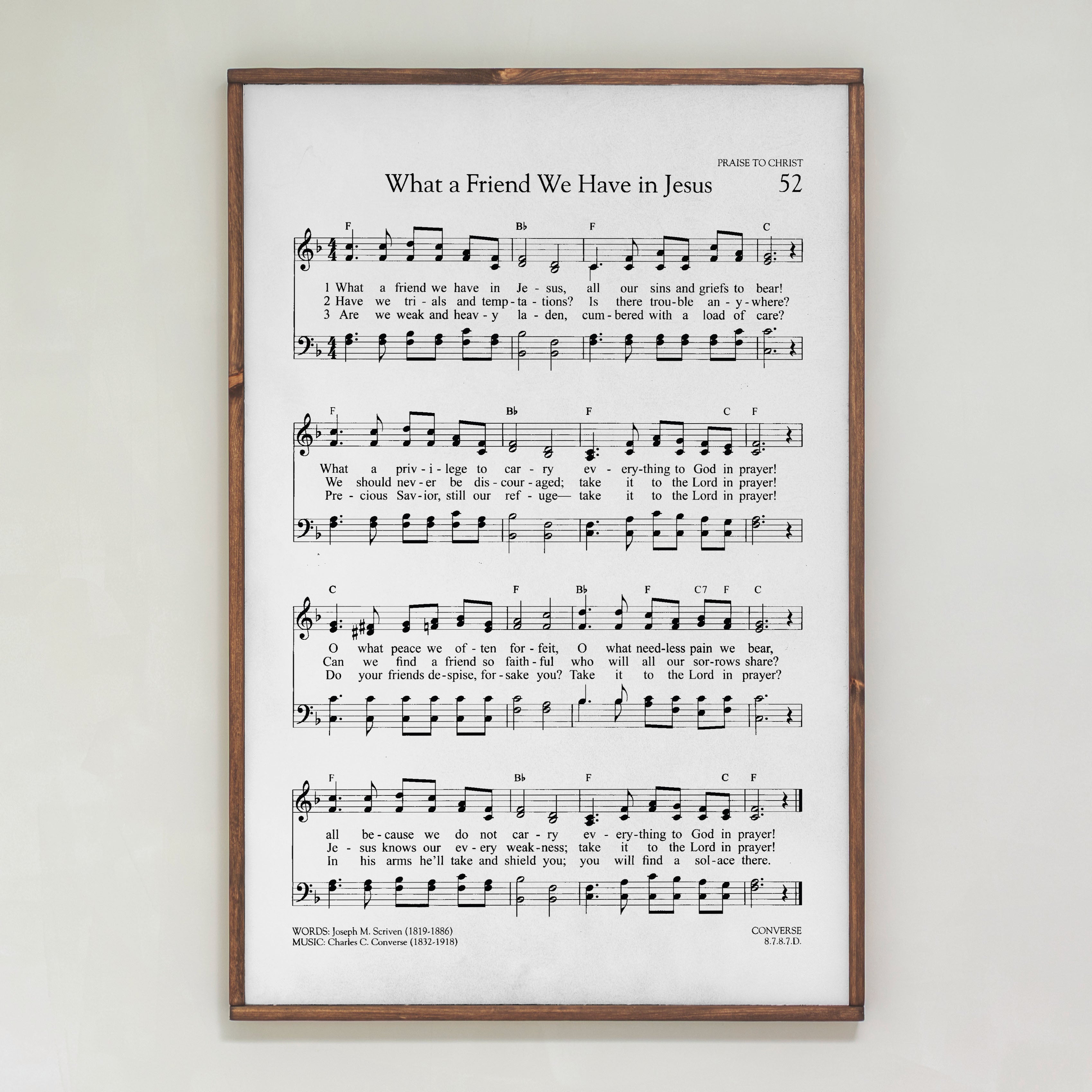 What A Friend We Have In Jesus Hymn | Framed Wood Art | 293