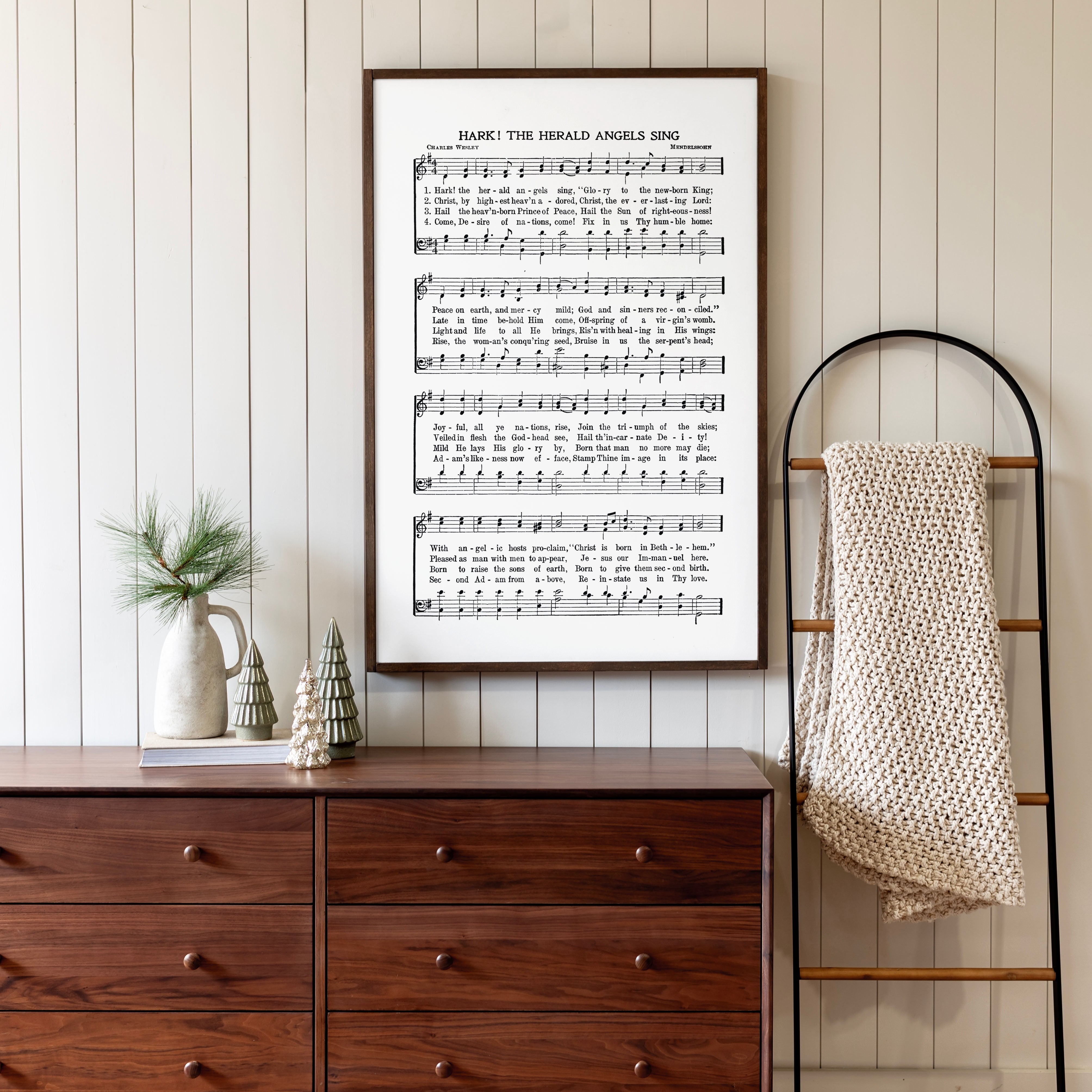 Hark The Herald Angels Sing Hymn | Framed Wood Art | 377