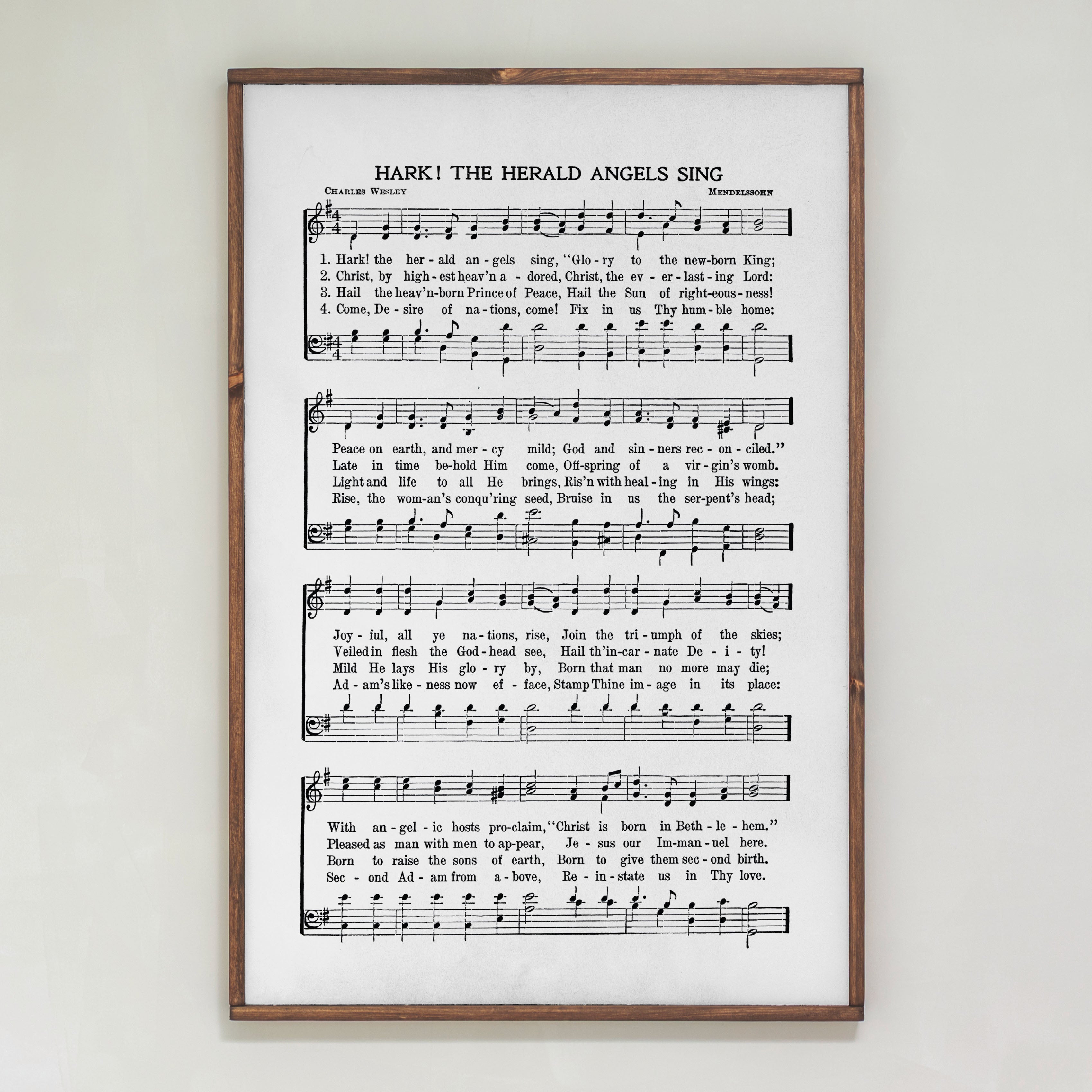 Hark The Herald Angels Sing Hymn | Framed Wood Art | 377