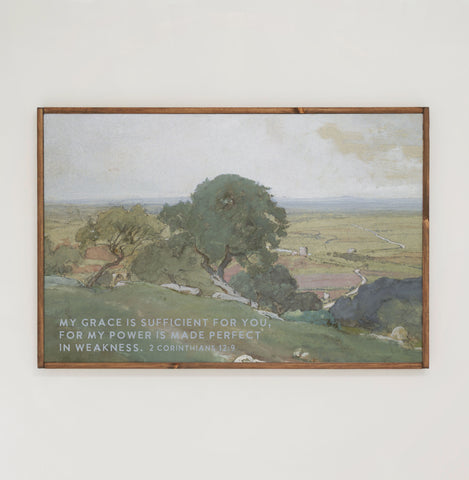 My Grace Is Sufficient | Framed Wooden Art - Horizontal | 402