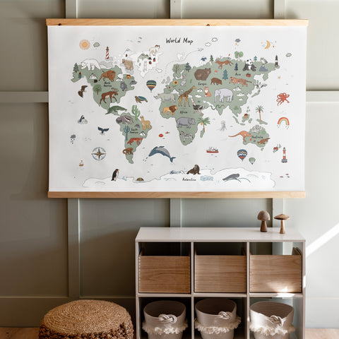 Kid's World Map Oversized Tapestry | 411