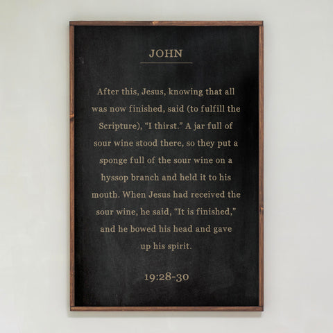 "It Is finished" John 19:28-30 | Framed Wooden Art | 434