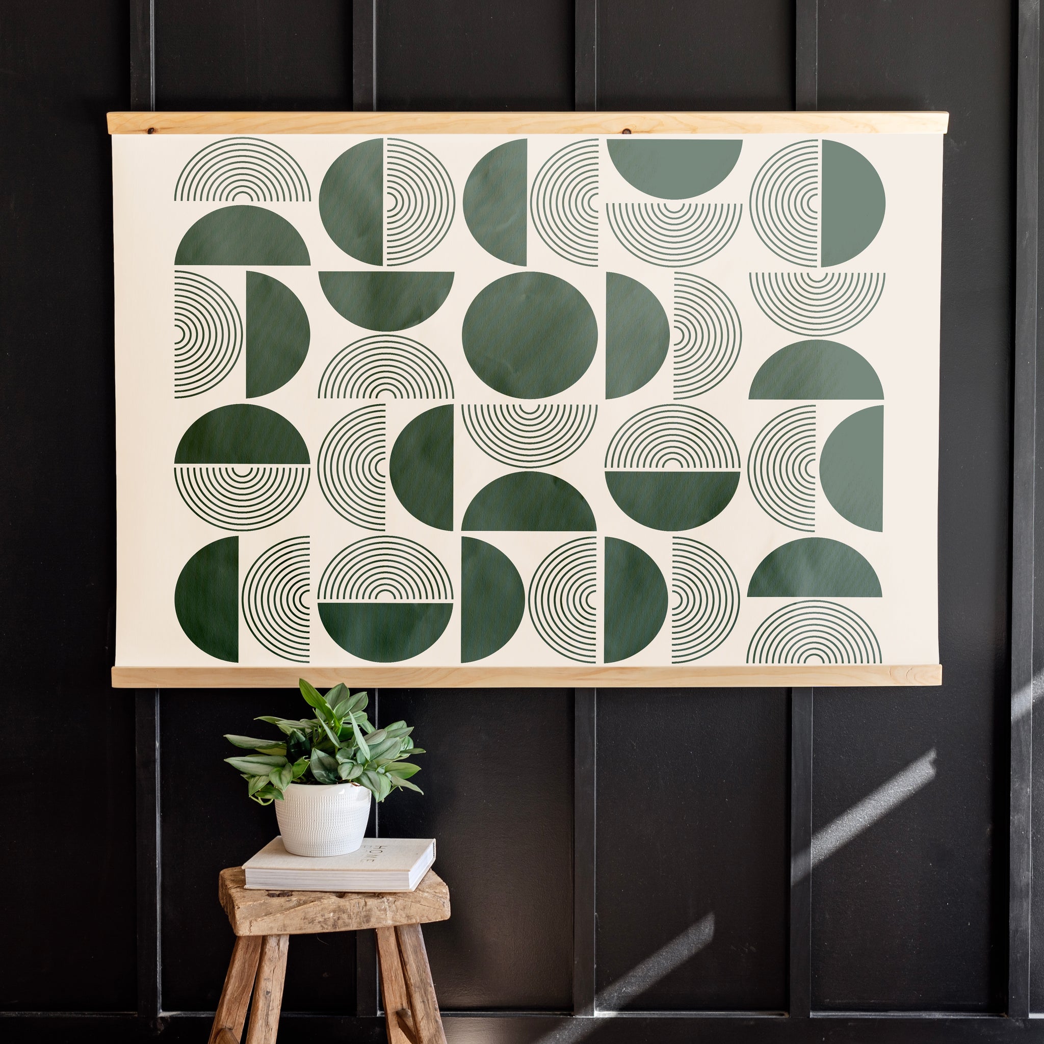 Green Geometric Art Oversized Tapestry | 487