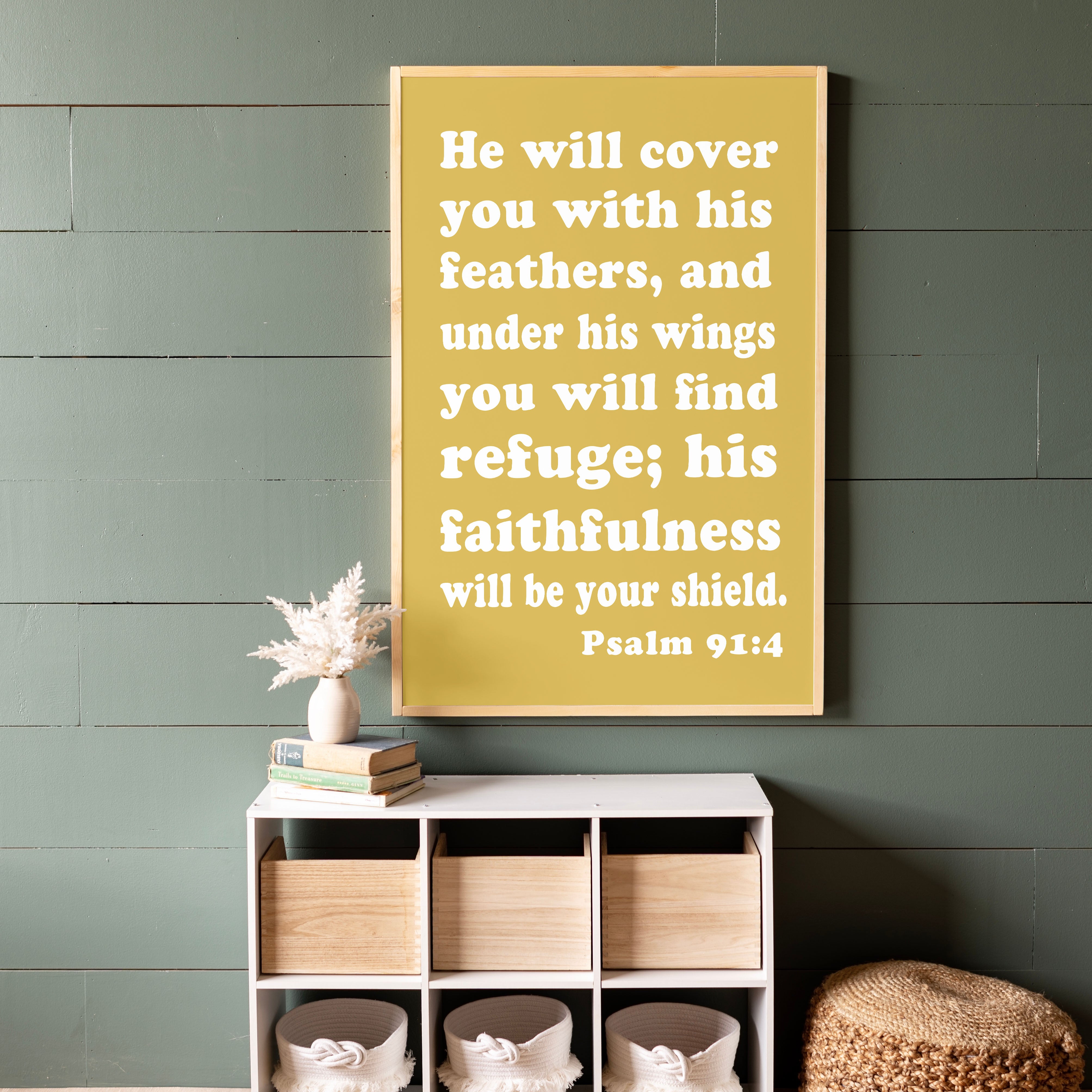 He Will Cover You | Framed Wood Art | 534
