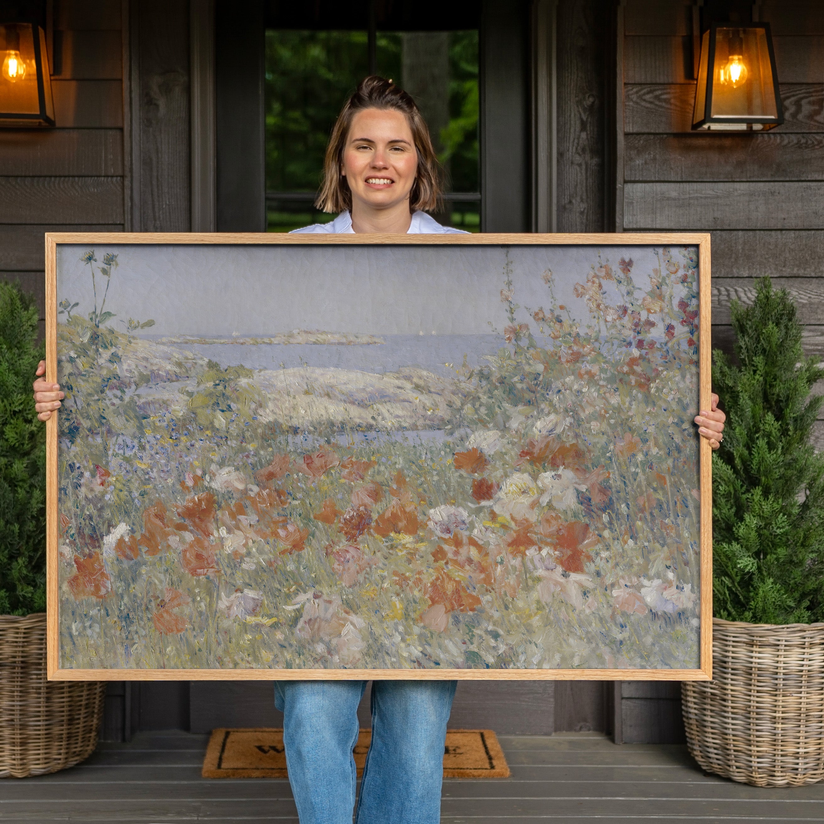 "Flowers By The Sea" Framed Canvas | Horizontal | 555