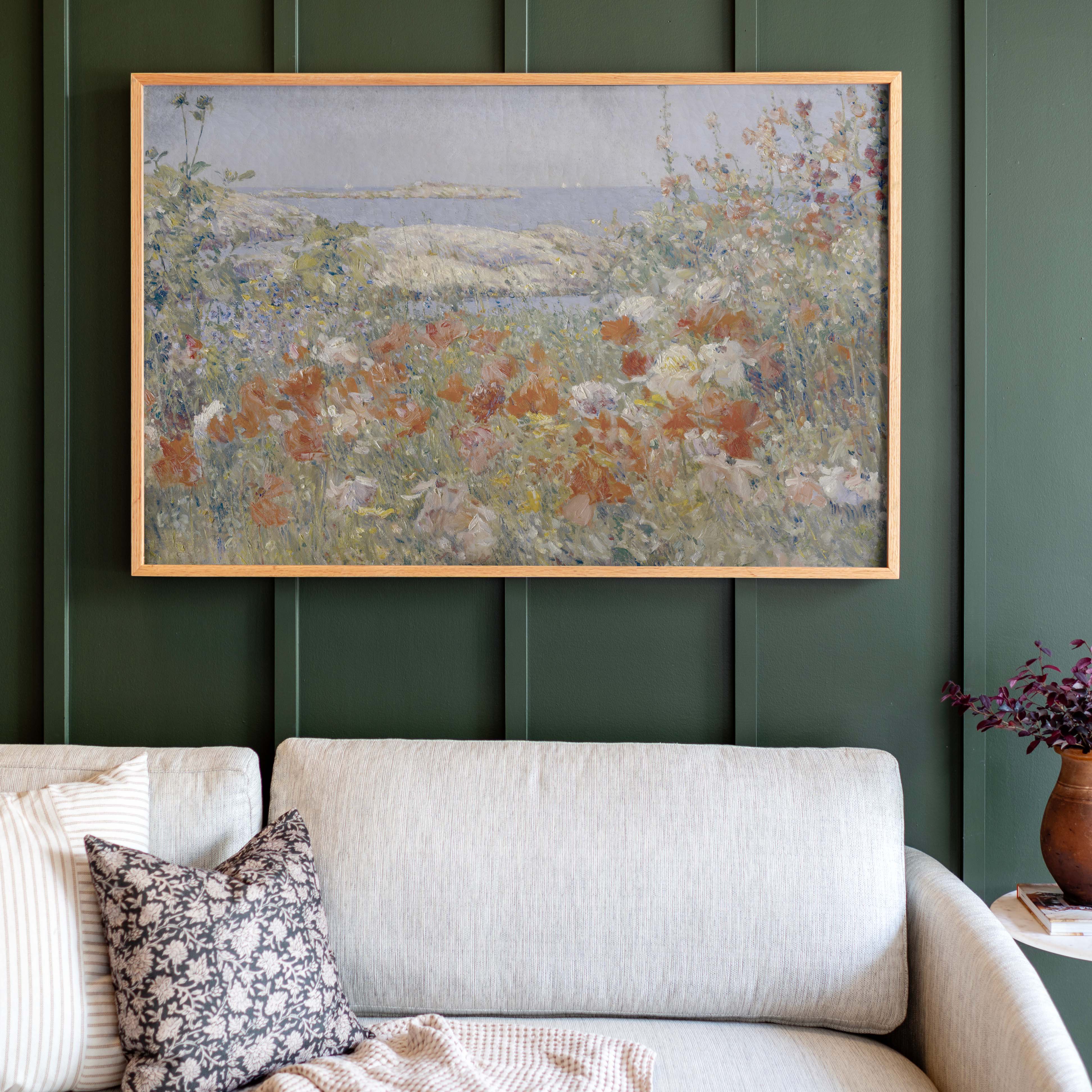 "Flowers By The Sea" Framed Canvas | Horizontal | 555
