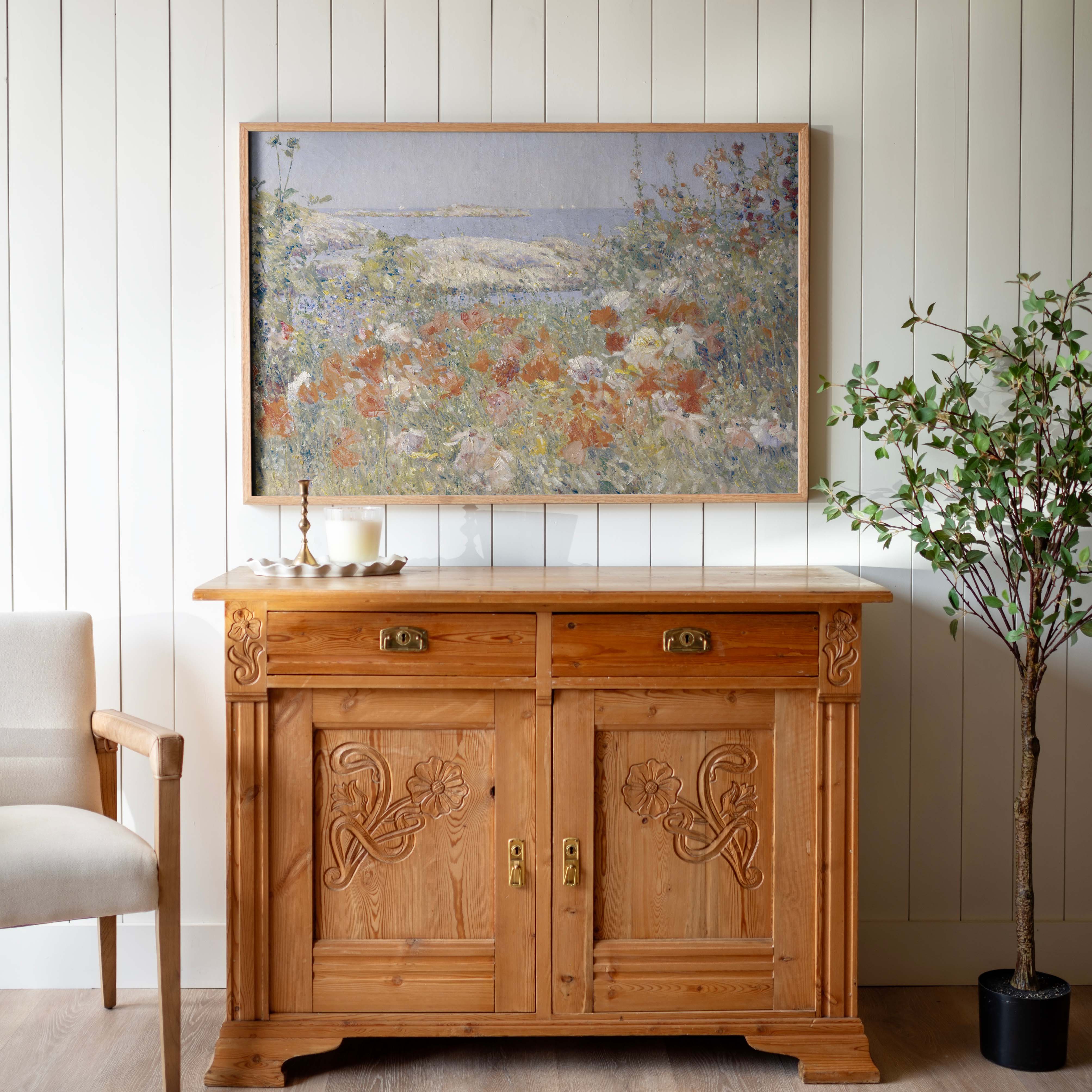 "Flowers By The Sea" Framed Canvas | Horizontal | 555