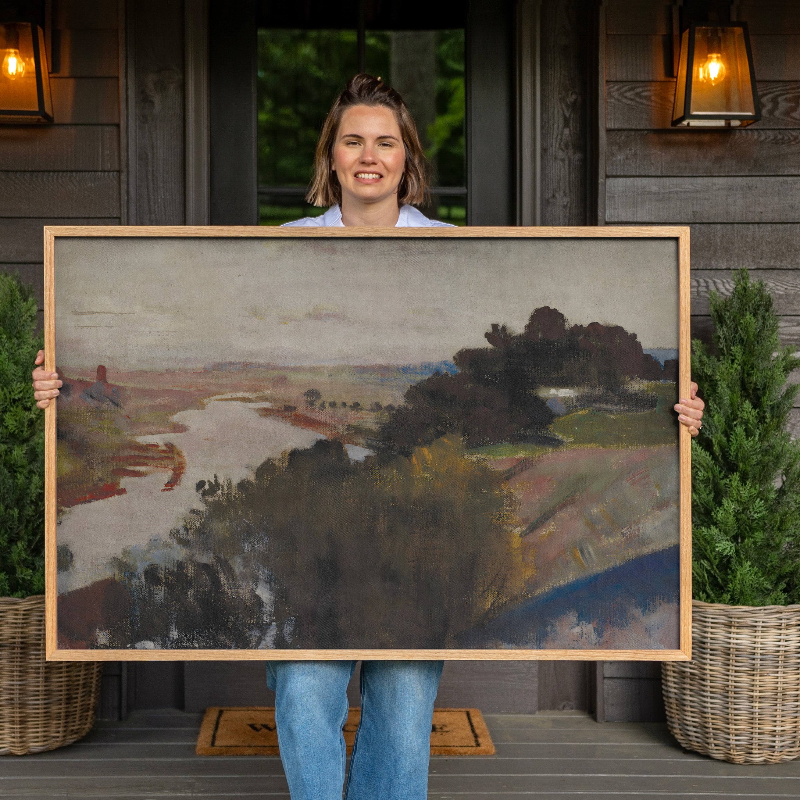 "Lingering Dusk On The Riverbed Art" Framed Canvas | Horizontal | 561
