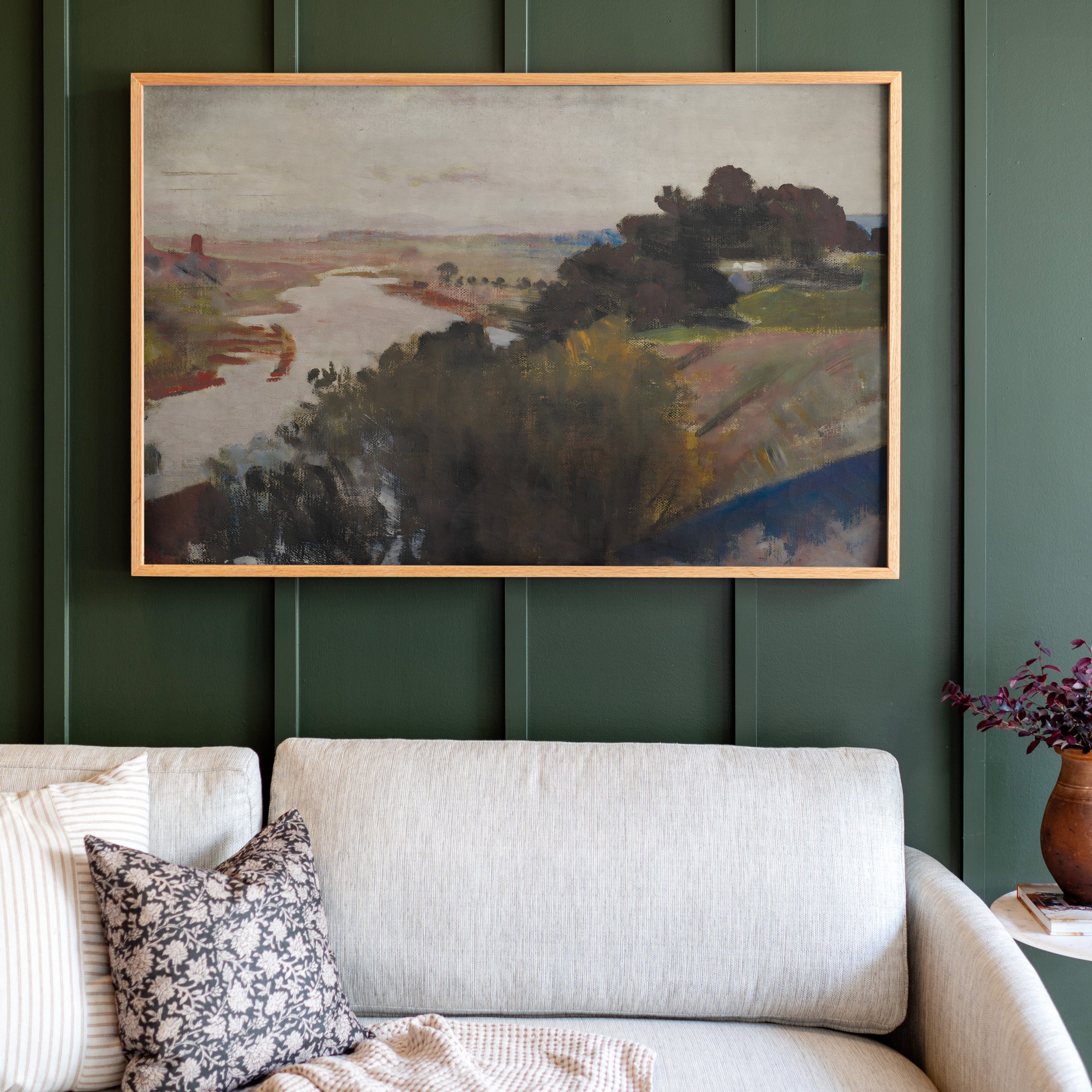 "Lingering Dusk On The Riverbed Art" Framed Canvas | Horizontal | 561