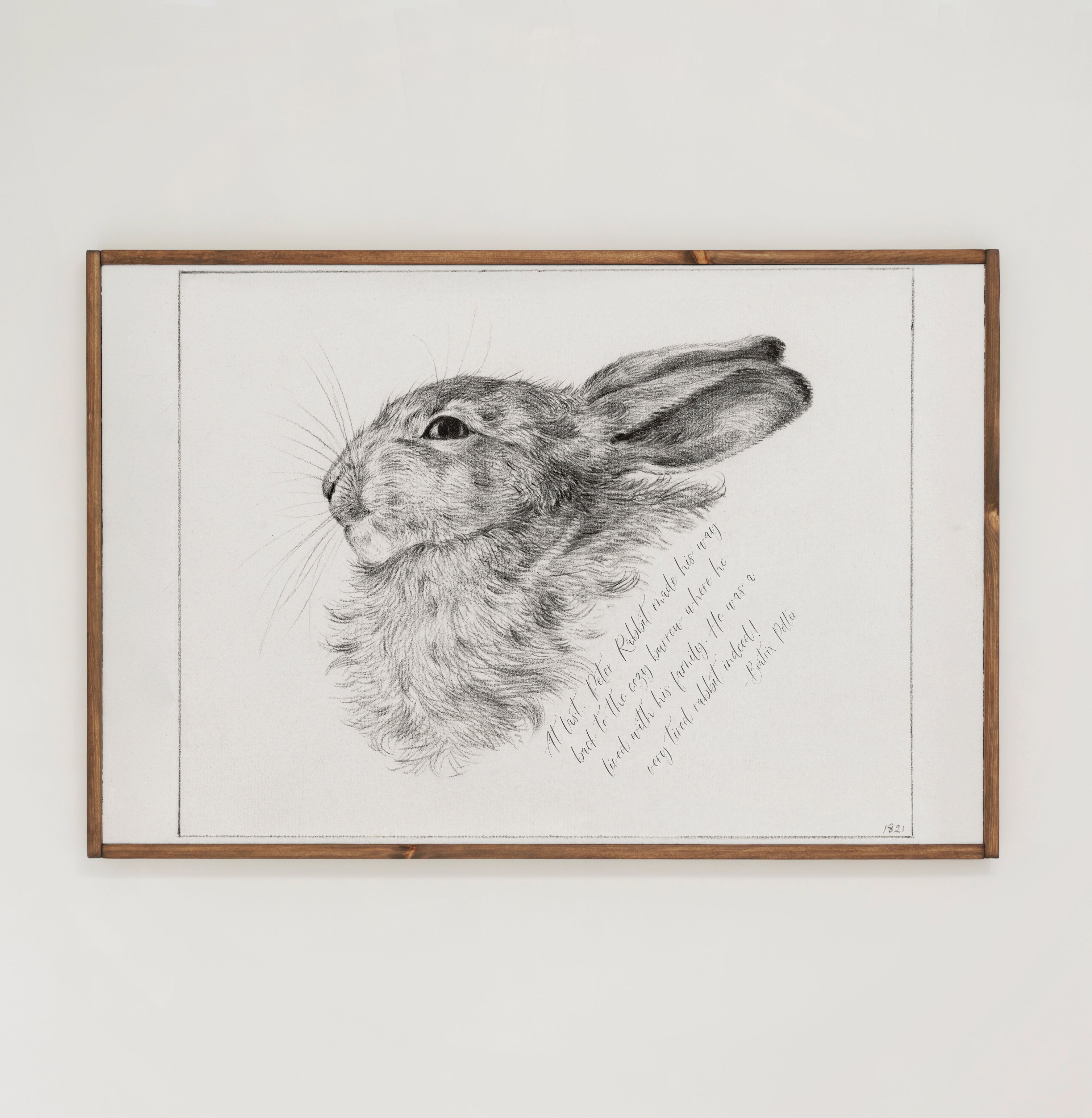 A Very Tired Rabbit | Framed Wooden Art - Horizontal | 562
